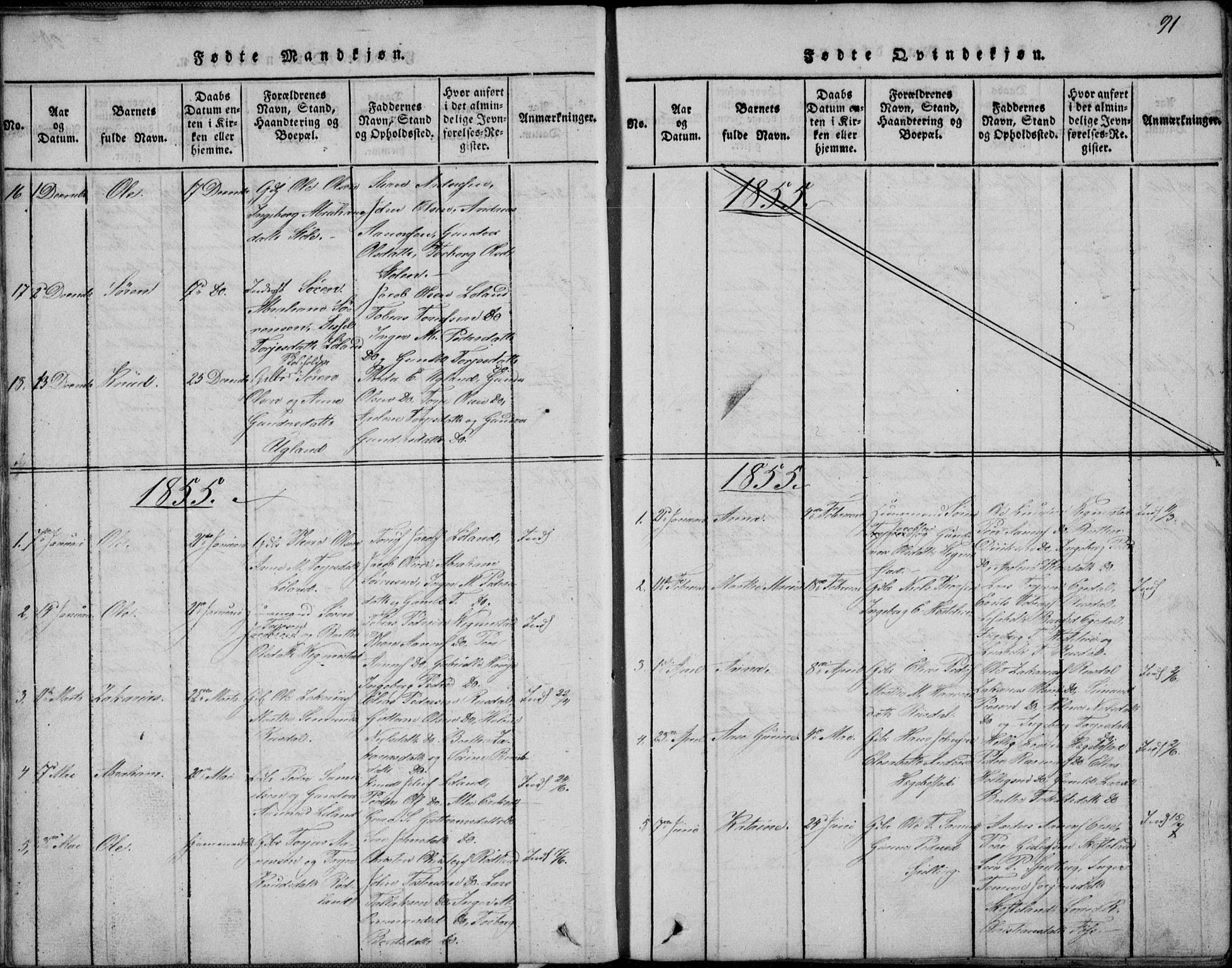 Nord-Audnedal sokneprestkontor, AV/SAK-1111-0032/F/Fb/Fbb/L0001: Klokkerbok nr. B 1, 1816-1858, s. 91