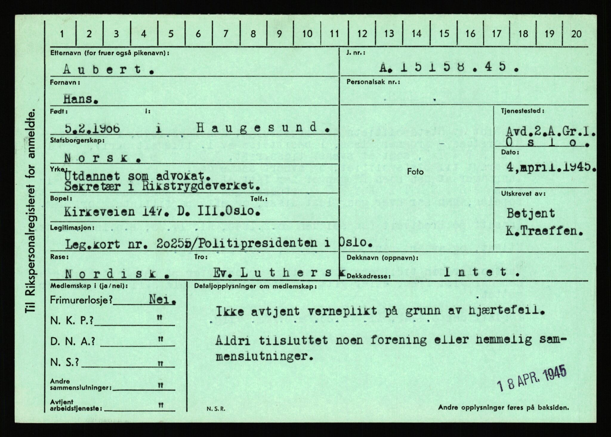 Statspolitiet - Hovedkontoret / Osloavdelingen, AV/RA-S-1329/C/Ca/L0002: Arneberg - Brand, 1943-1945, s. 606