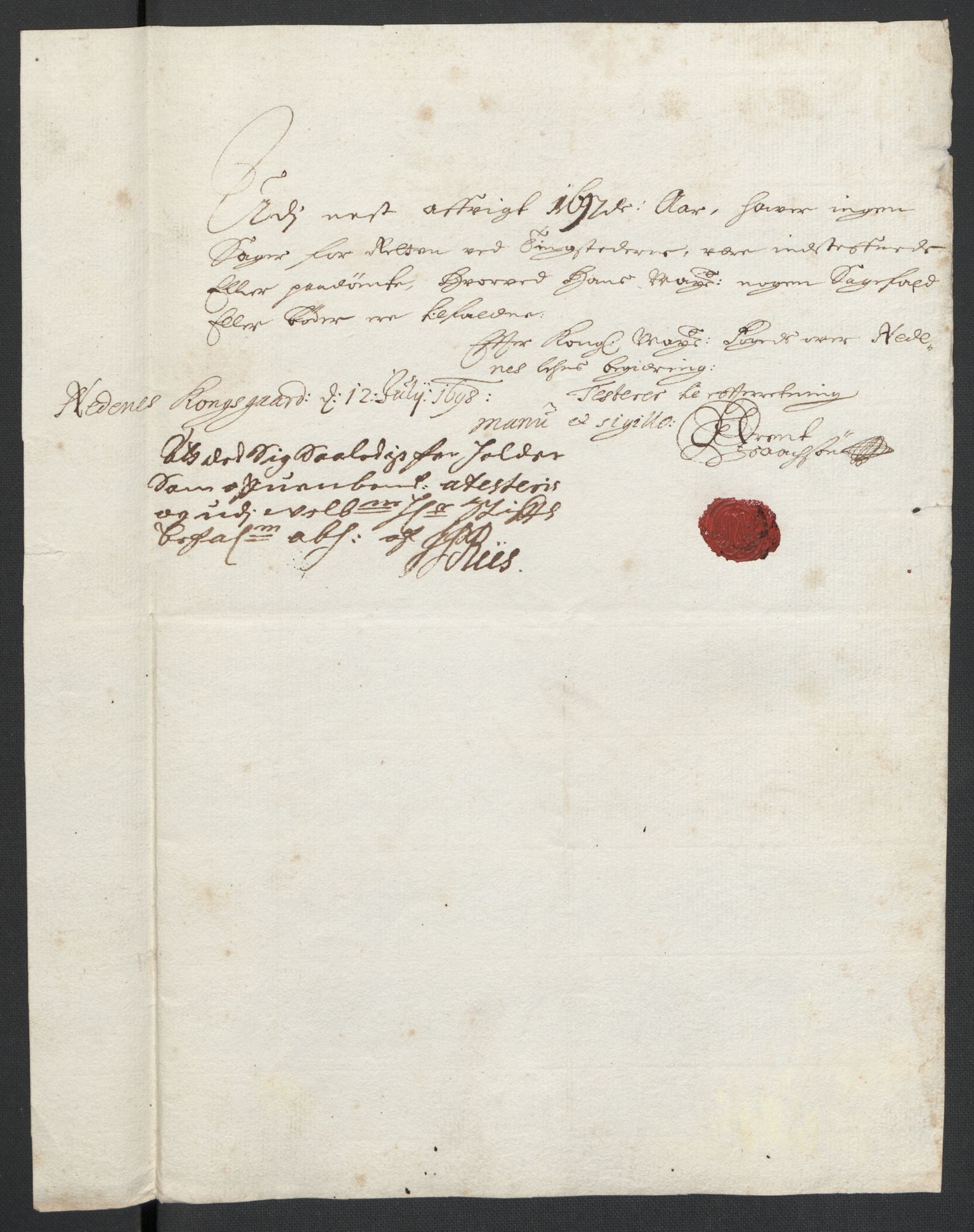 Rentekammeret inntil 1814, Reviderte regnskaper, Fogderegnskap, RA/EA-4092/R39/L2313: Fogderegnskap Nedenes, 1696-1697, s. 135