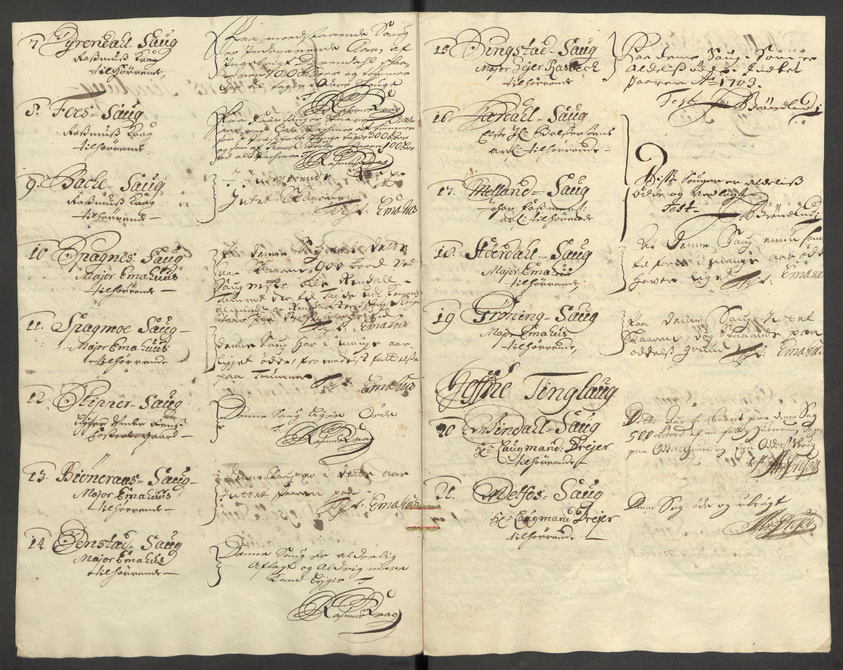 Rentekammeret inntil 1814, Reviderte regnskaper, Fogderegnskap, RA/EA-4092/R57/L3855: Fogderegnskap Fosen, 1702-1703, s. 333