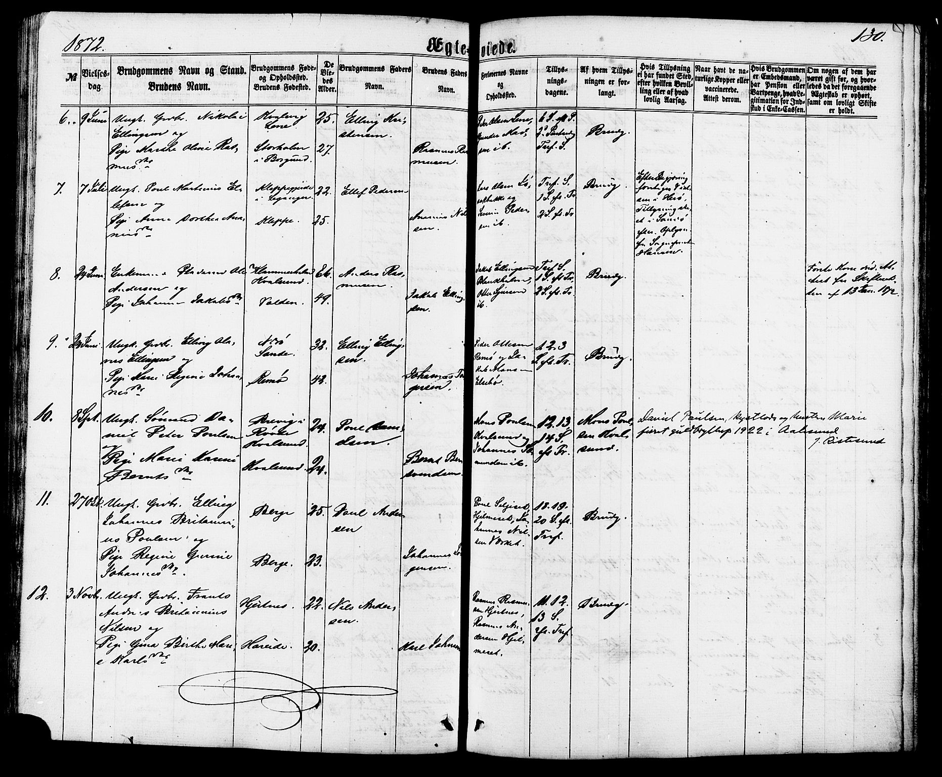 Ministerialprotokoller, klokkerbøker og fødselsregistre - Møre og Romsdal, AV/SAT-A-1454/507/L0071: Ministerialbok nr. 507A06, 1863-1878, s. 130