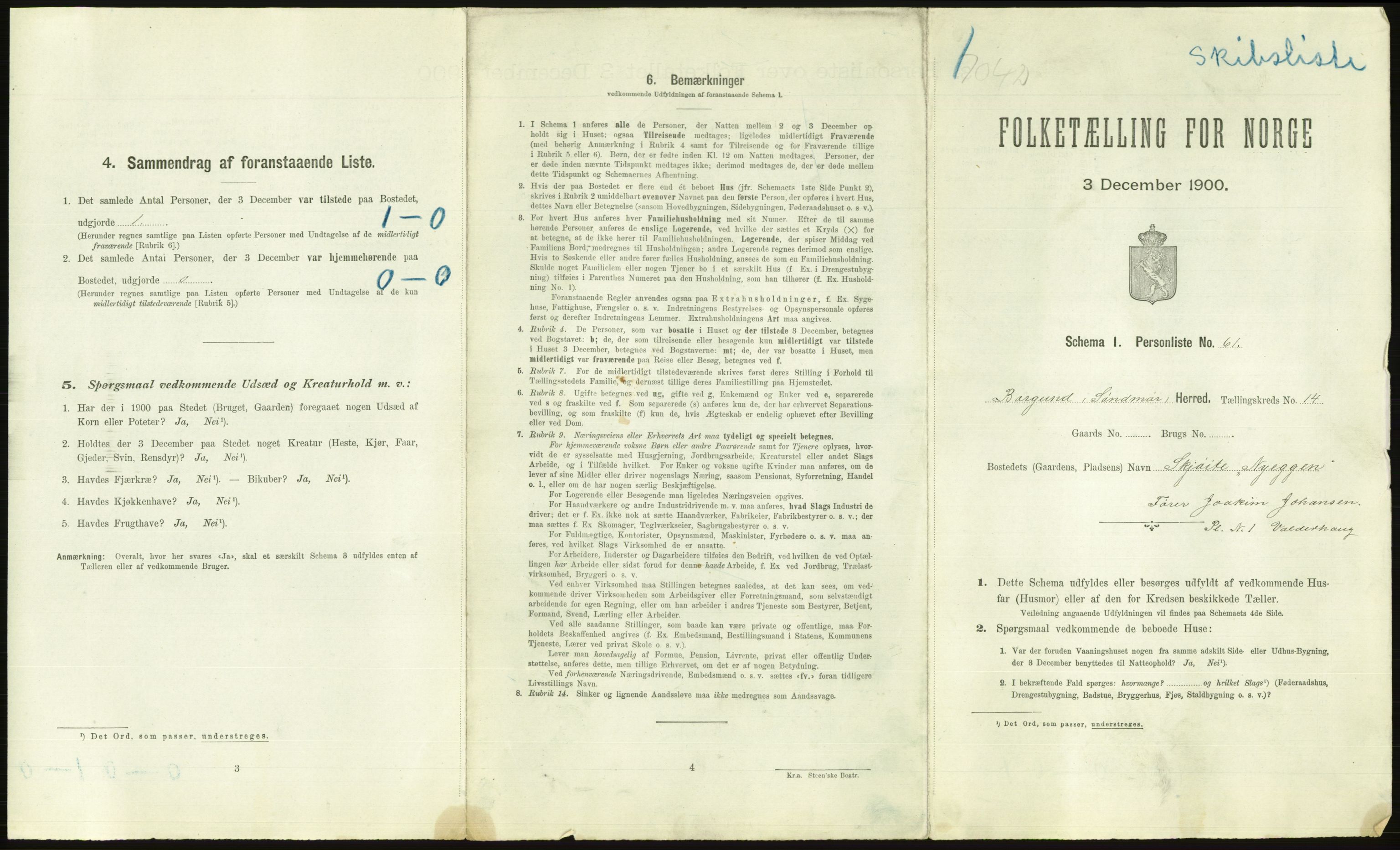 RA, Folketelling 1900 - skipslister med personlister for skip i norske havner, utenlandske havner og til havs, 1900, s. 2925