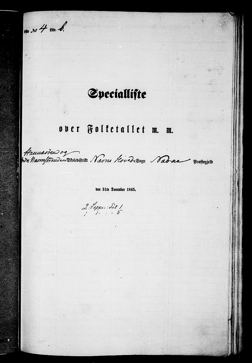 RA, Folketelling 1865 for 1828P Nesna prestegjeld, 1865, s. 94