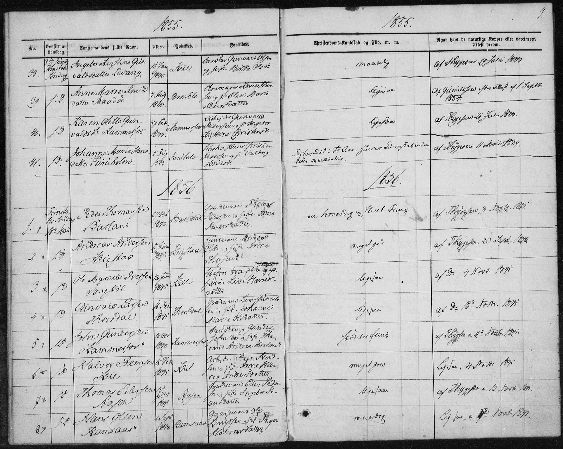 Sannidal kirkebøker, AV/SAKO-A-296/F/Fa/L0009: Ministerialbok nr. 9, 1855-1873, s. 9