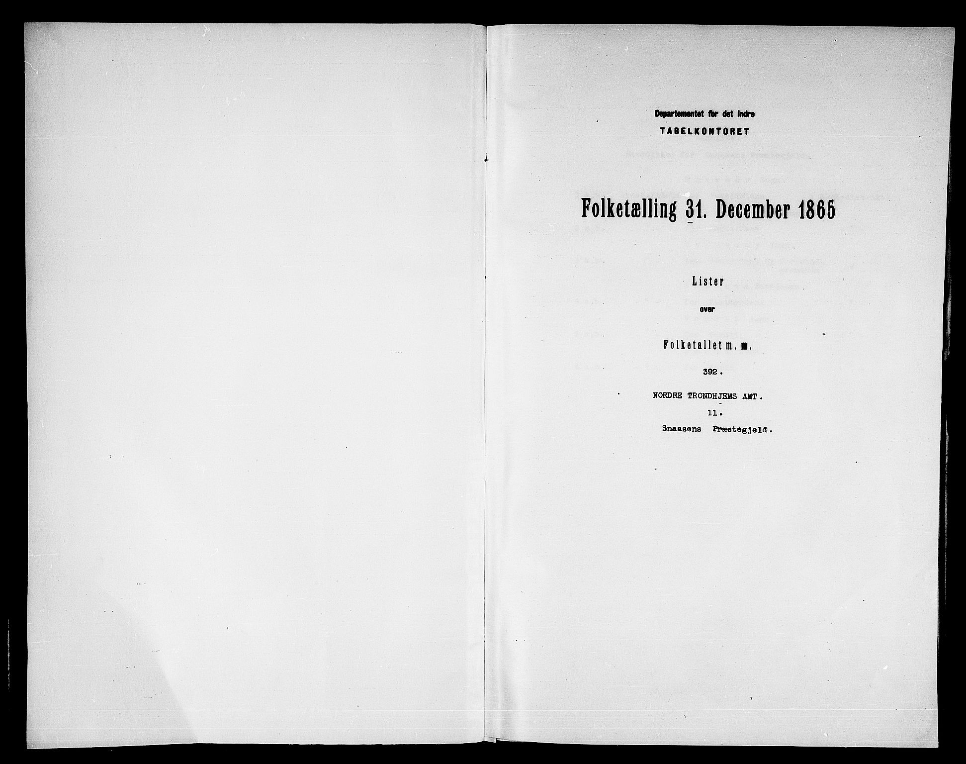 RA, Folketelling 1865 for 1736P Snåsa prestegjeld, 1865, s. 3