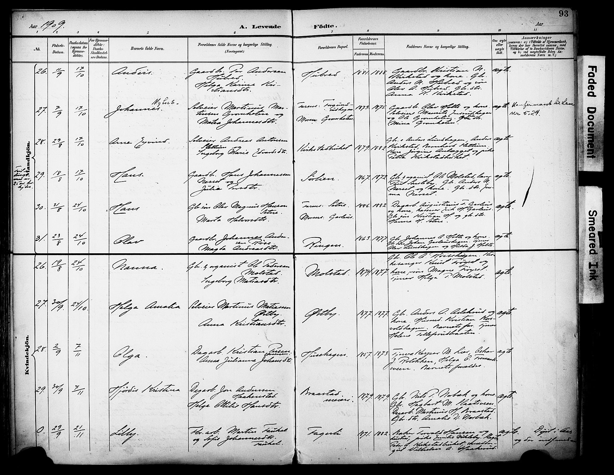 Vestre Toten prestekontor, AV/SAH-PREST-108/H/Ha/Haa/L0013: Ministerialbok nr. 13, 1895-1911, s. 93
