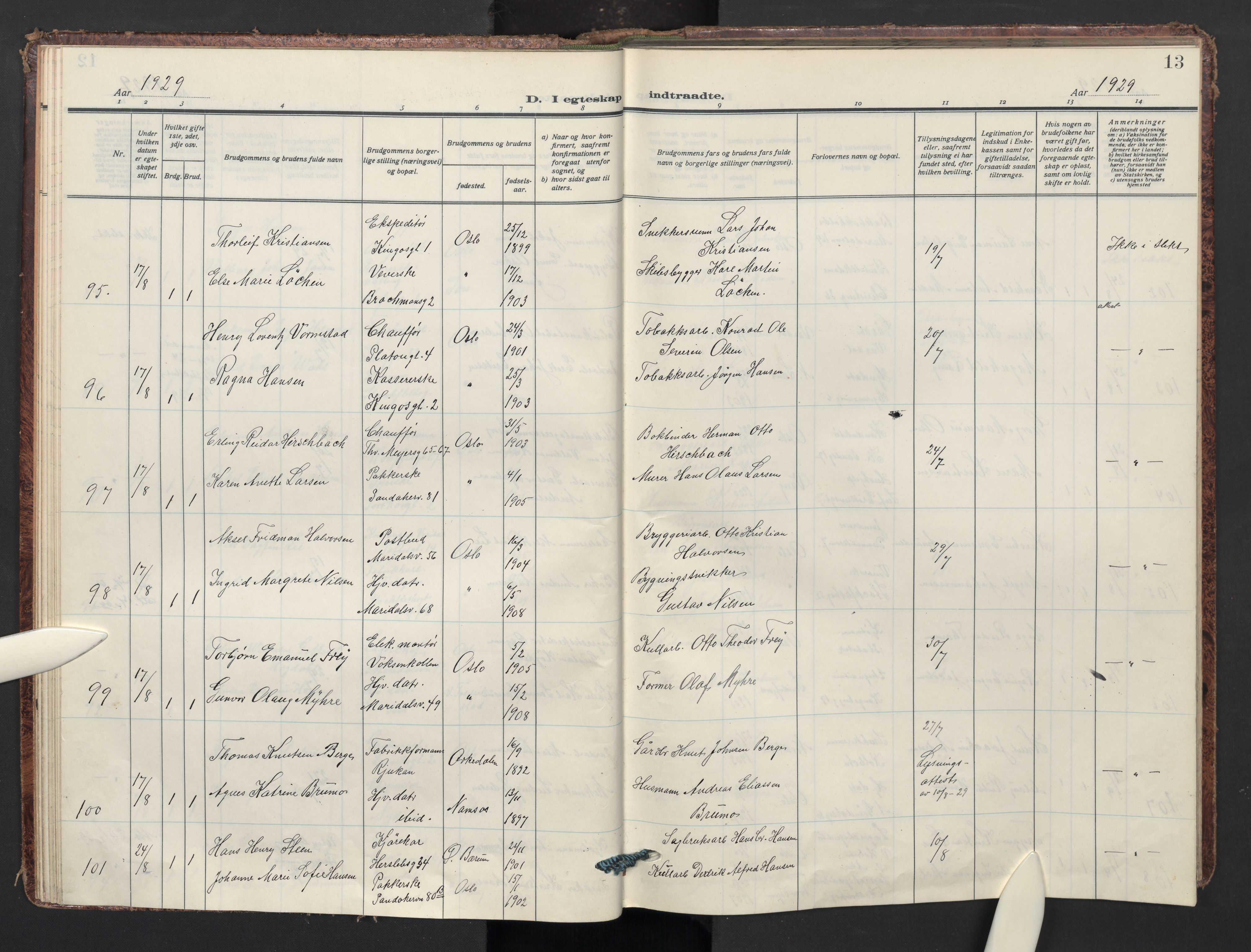 Sagene prestekontor Kirkebøker, AV/SAO-A-10796/F/L0016: Ministerialbok nr. 16, 1929-1935, s. 13