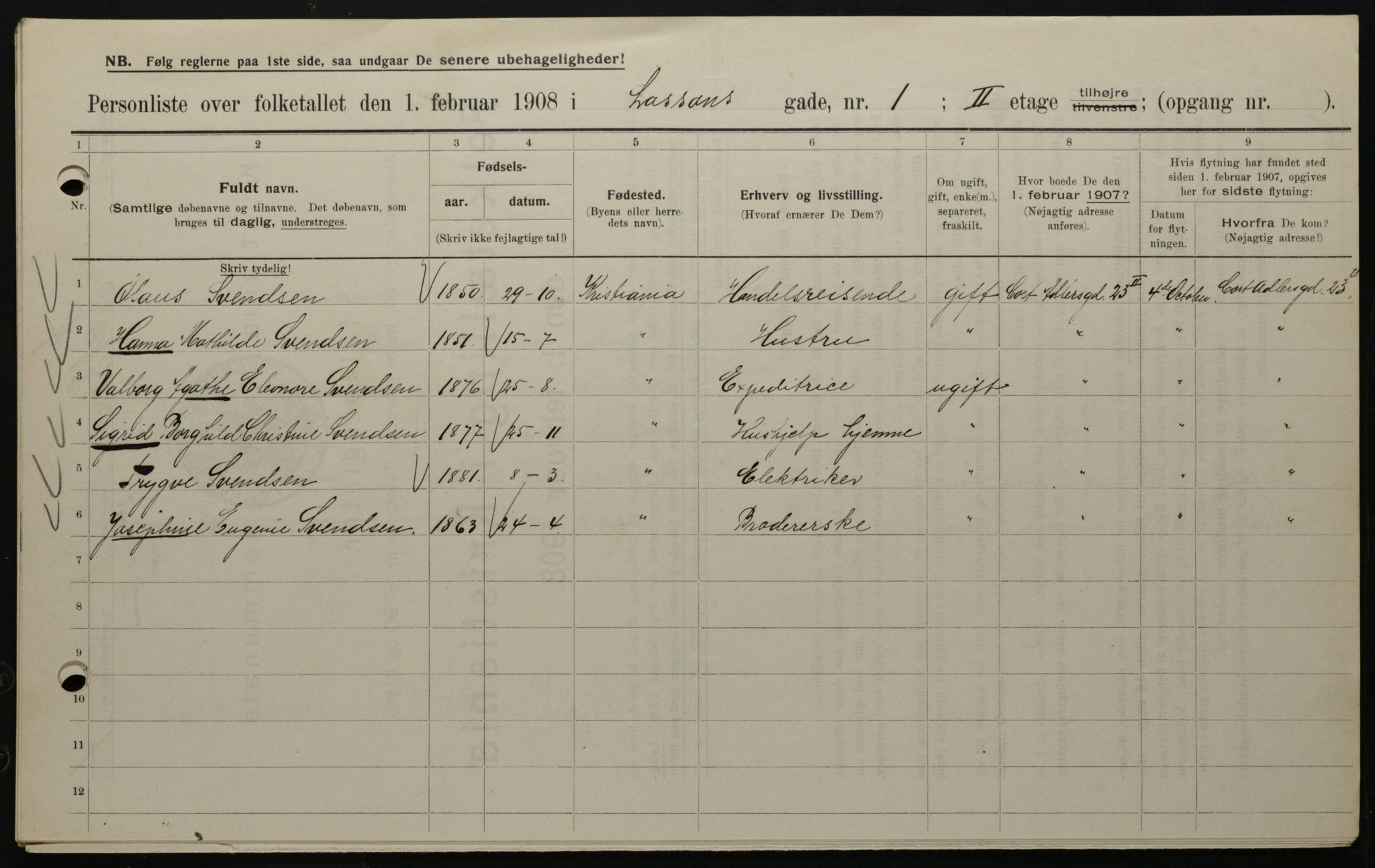 OBA, Kommunal folketelling 1.2.1908 for Kristiania kjøpstad, 1908, s. 51325