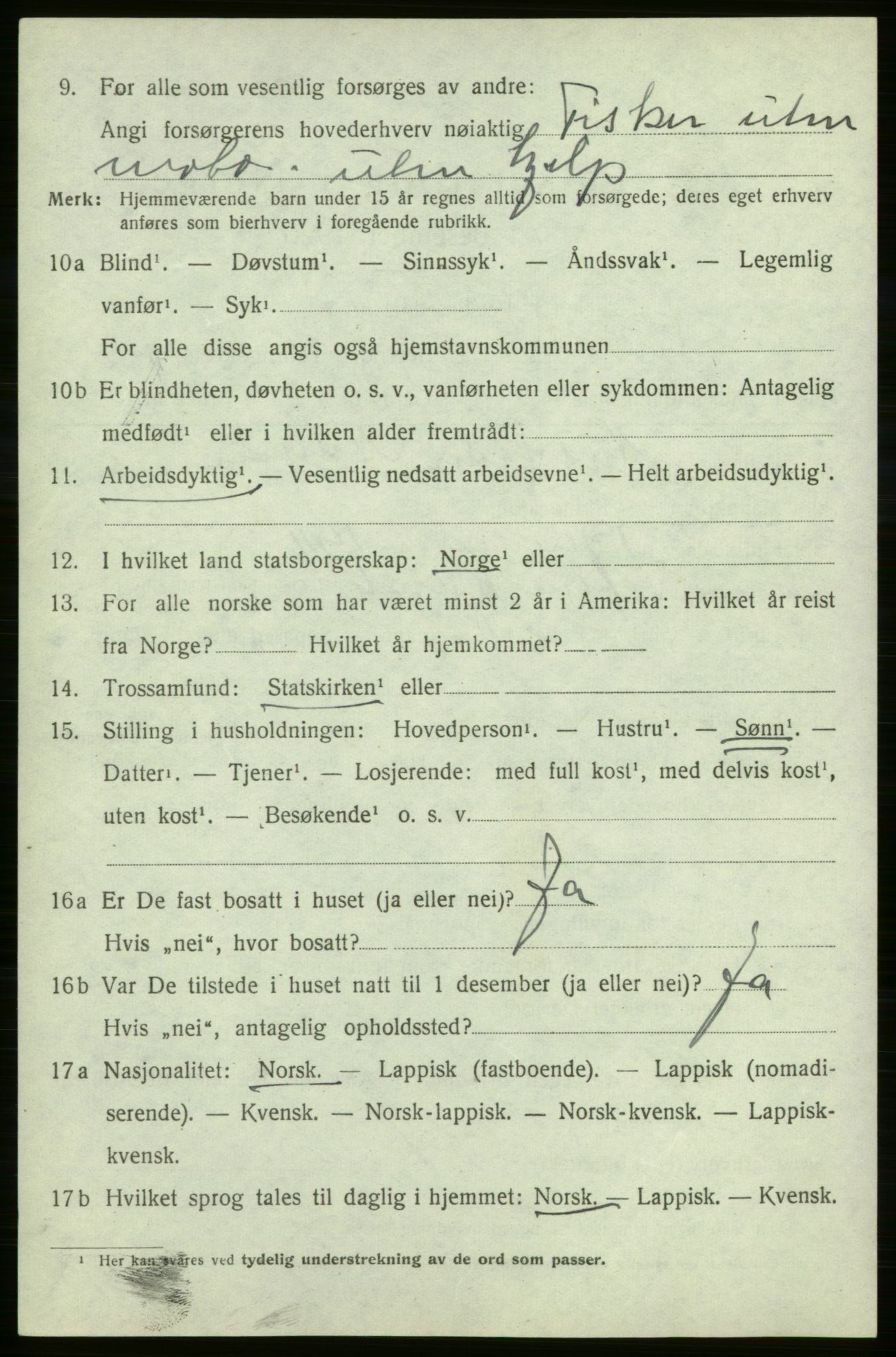 SATØ, Folketelling 1920 for 2019 Kjelvik herred, 1920, s. 2180