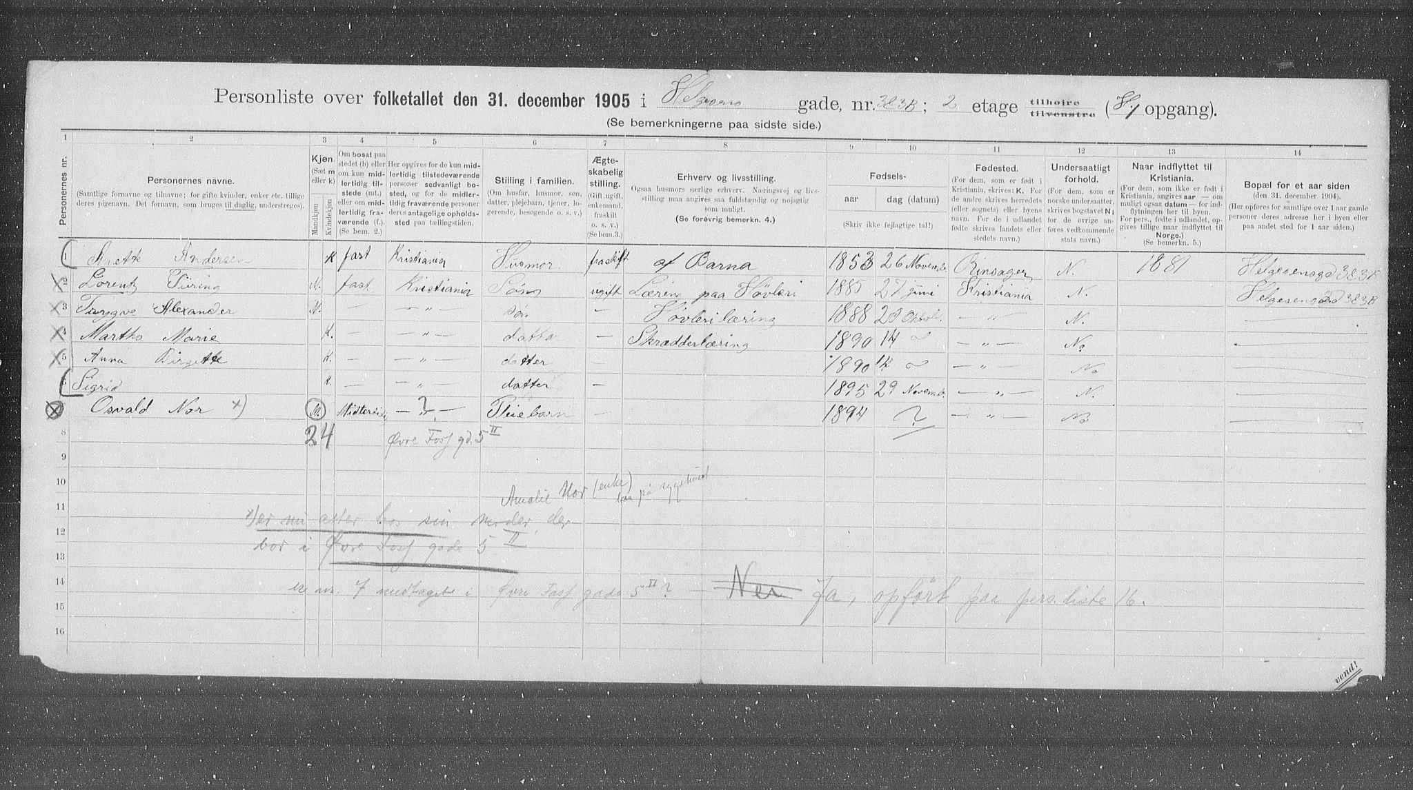 OBA, Kommunal folketelling 31.12.1905 for Kristiania kjøpstad, 1905, s. 19468
