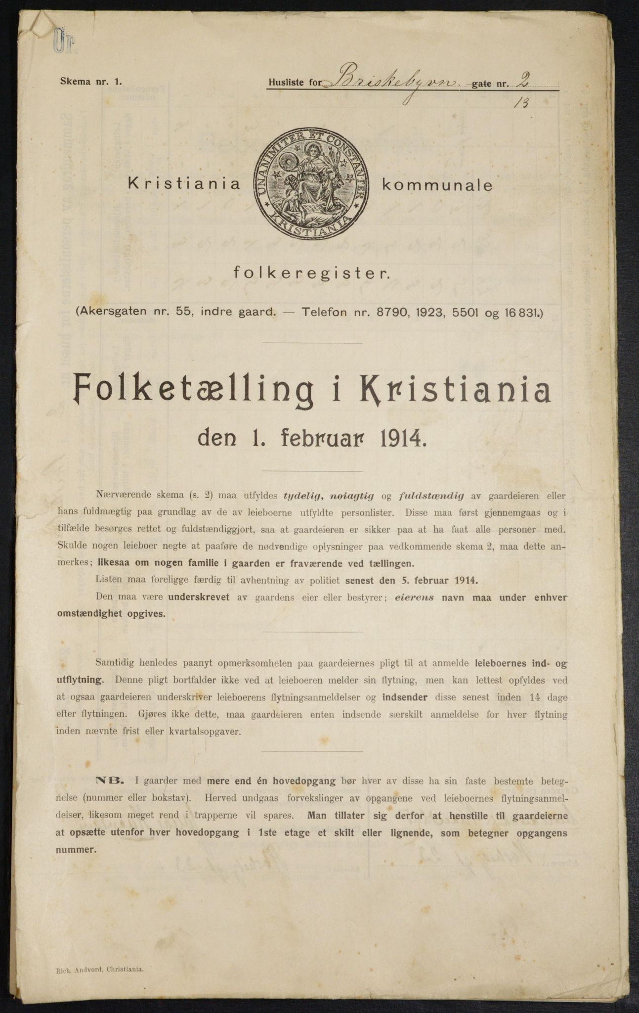 OBA, Kommunal folketelling 1.2.1914 for Kristiania, 1914, s. 9184