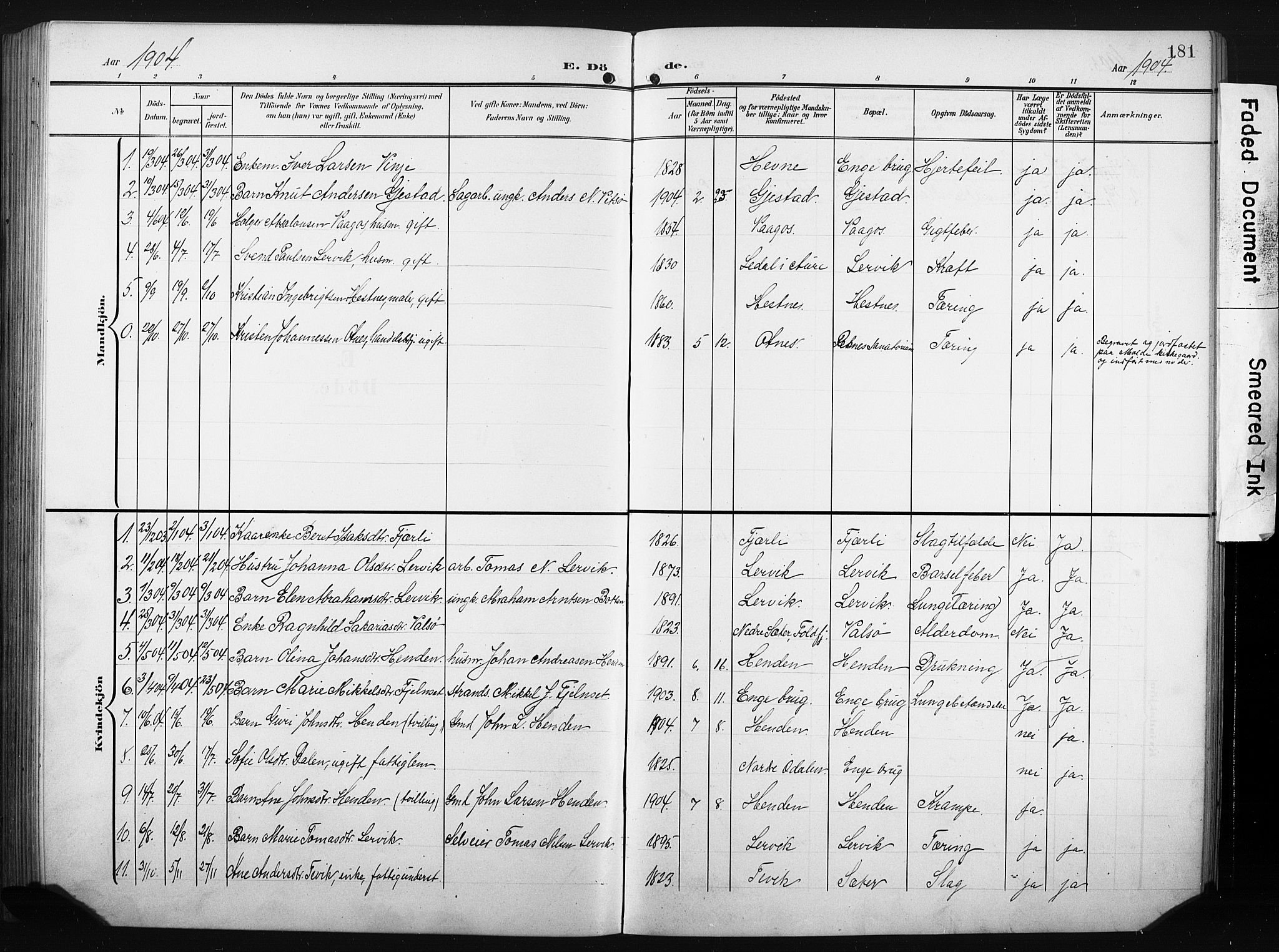 Ministerialprotokoller, klokkerbøker og fødselsregistre - Møre og Romsdal, AV/SAT-A-1454/580/L0927: Klokkerbok nr. 580C02, 1904-1932, s. 181