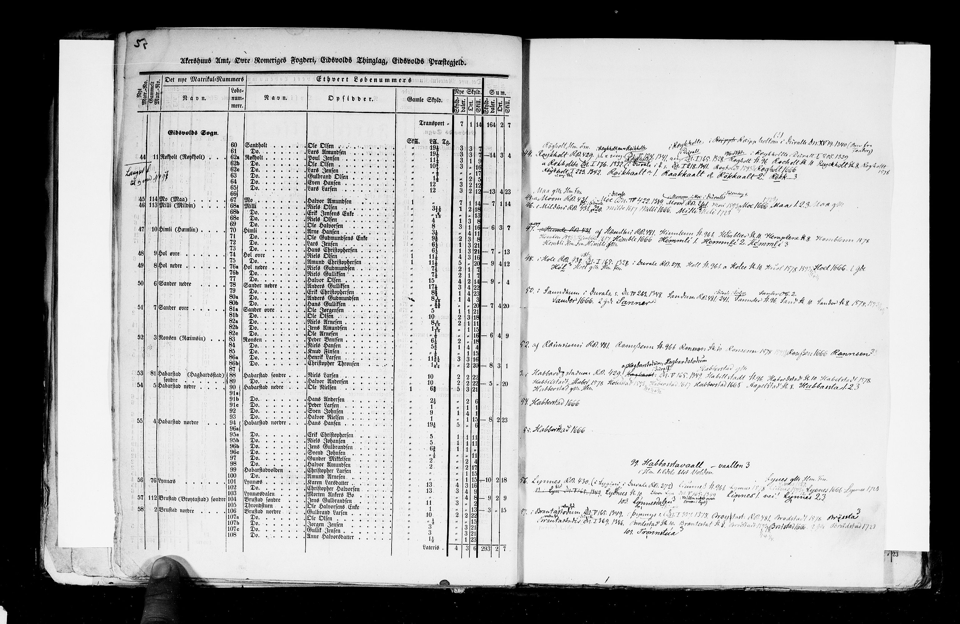 Rygh, AV/RA-PA-0034/F/Fb/L0002: Matrikkelen for 1838 - Akershus amt (Akershus fylke), 1838, s. 52b