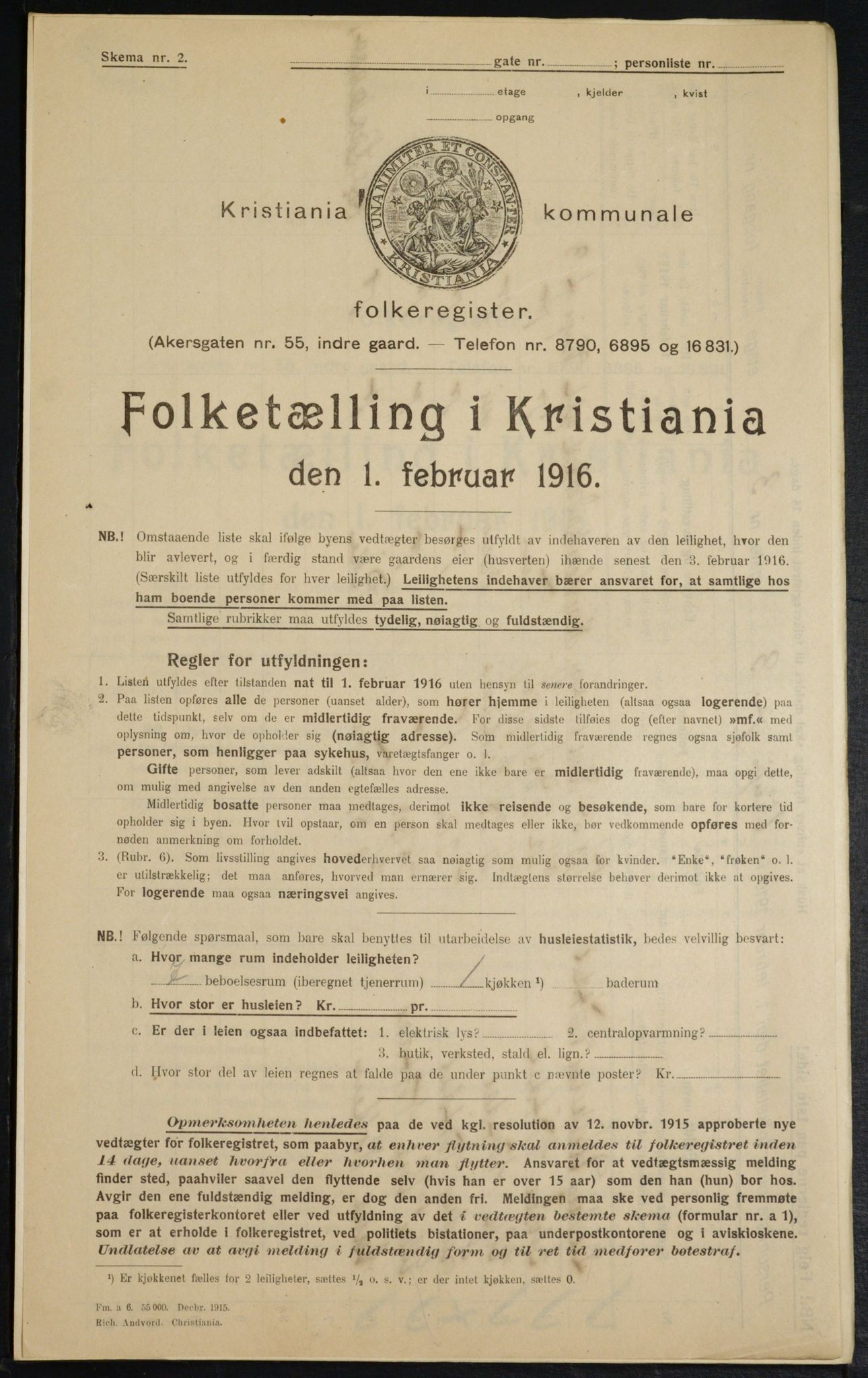 OBA, Kommunal folketelling 1.2.1916 for Kristiania, 1916, s. 127400