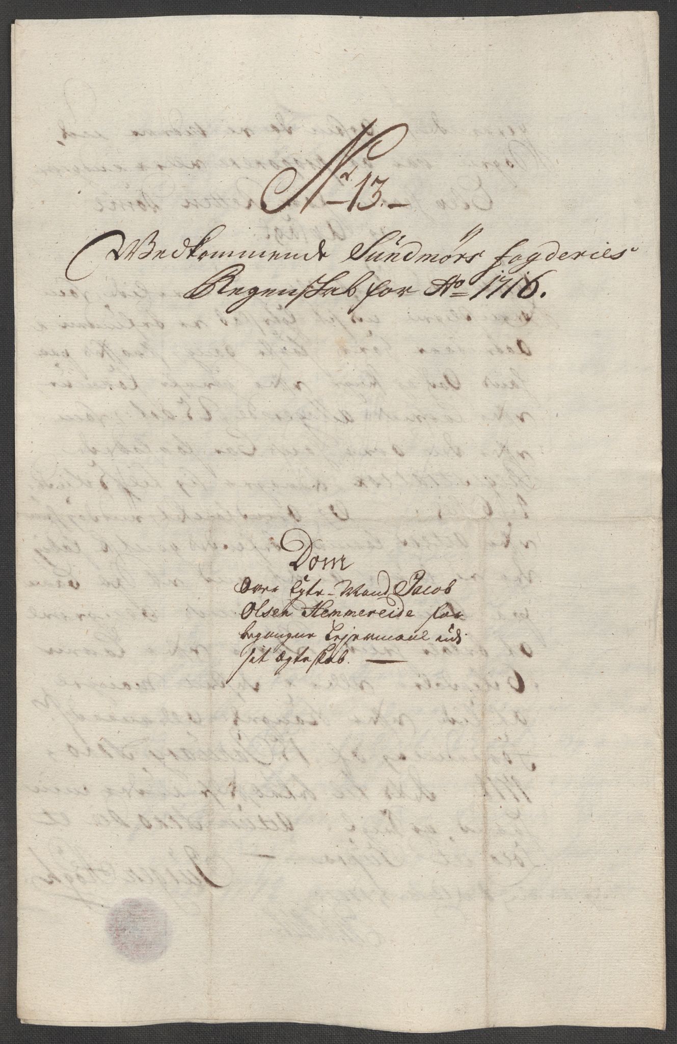 Rentekammeret inntil 1814, Reviderte regnskaper, Fogderegnskap, RA/EA-4092/R54/L3568: Fogderegnskap Sunnmøre, 1716, s. 107