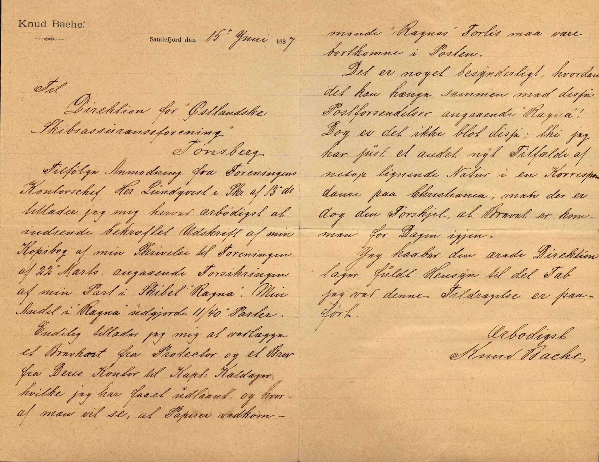 Pa 63 - Østlandske skibsassuranceforening, VEMU/A-1079/G/Ga/L0021/0002: Havaridokumenter / Isbaaden, Ragna, Sylphiden, Nyassa, 1887, s. 57