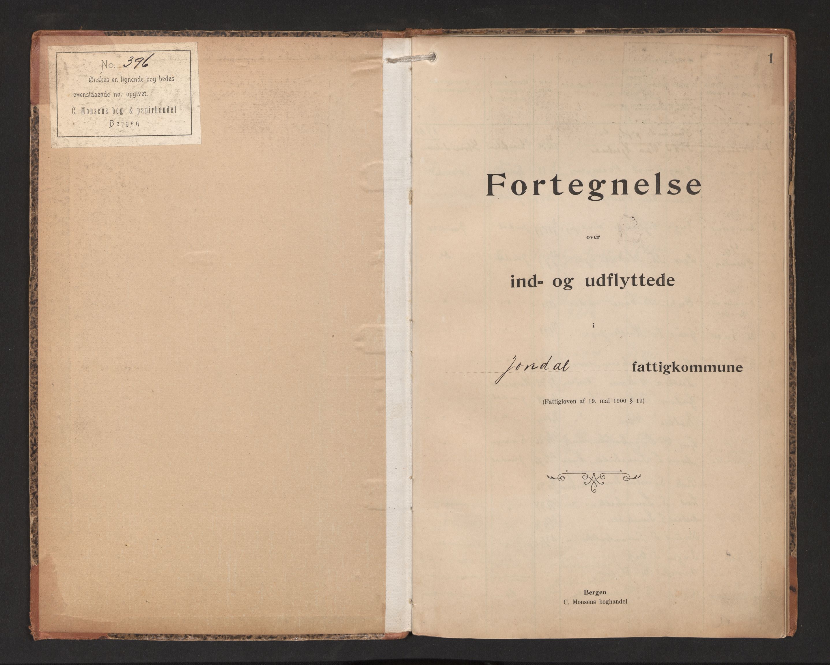 Lensmannen i Jondal, SAB/A-33101/0020/L0001: Protokoll over inn- og utflytte, 1901-1916
