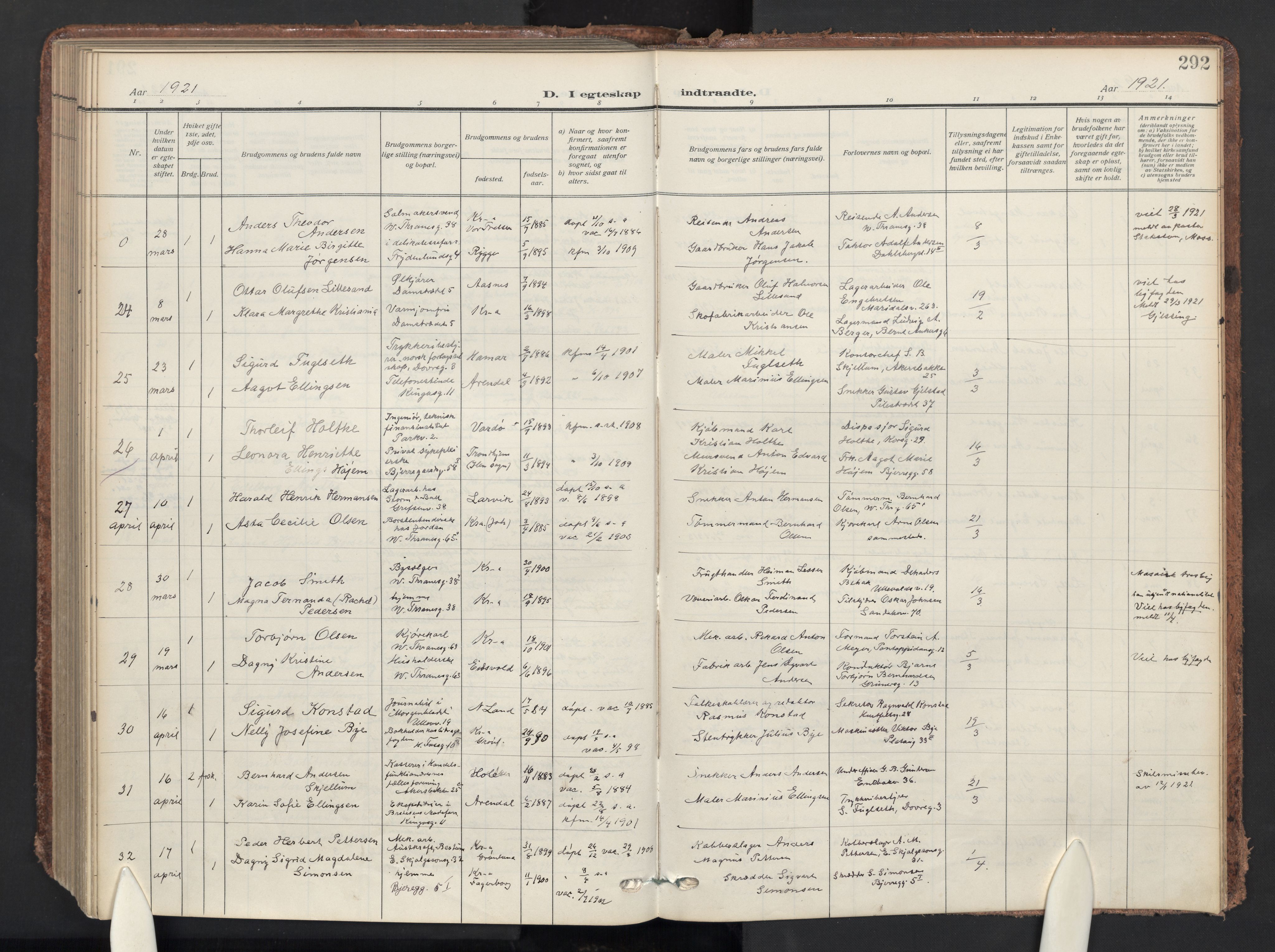Gamle Aker prestekontor Kirkebøker, AV/SAO-A-10617a/F/L0015: Ministerialbok nr. 15, 1911-1924, s. 292