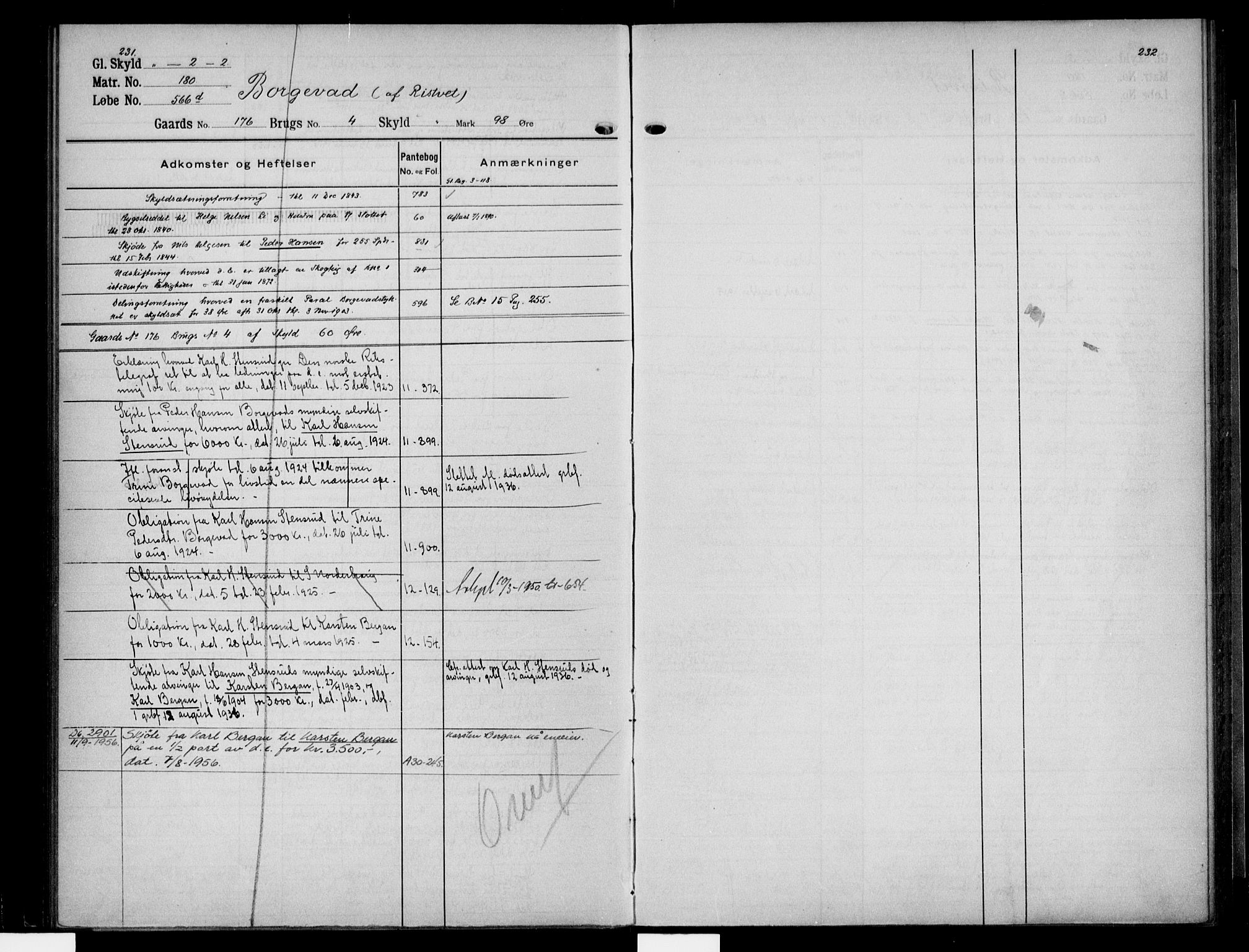 Eiker, Modum og Sigdal sorenskriveri, AV/SAKO-A-123/G/Gb/Gbe/L0011: Panteregister nr. V 11, s. 231-232
