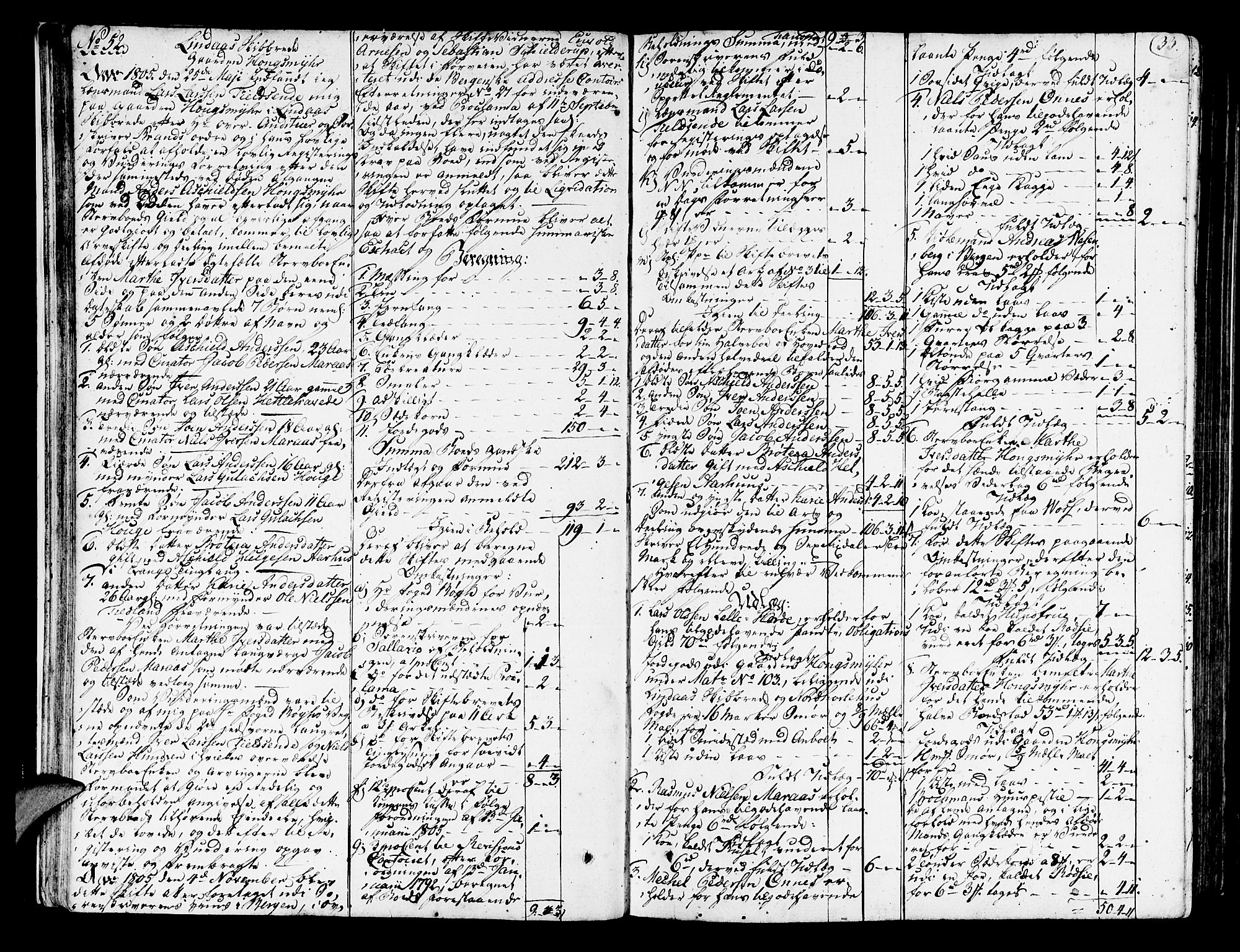 Nordhordland sorenskrivar, AV/SAB-A-2901/1/H/Ha/L0011a: Skifteprotokollar Nordhordland , 1805-1807, s. 32b-33a