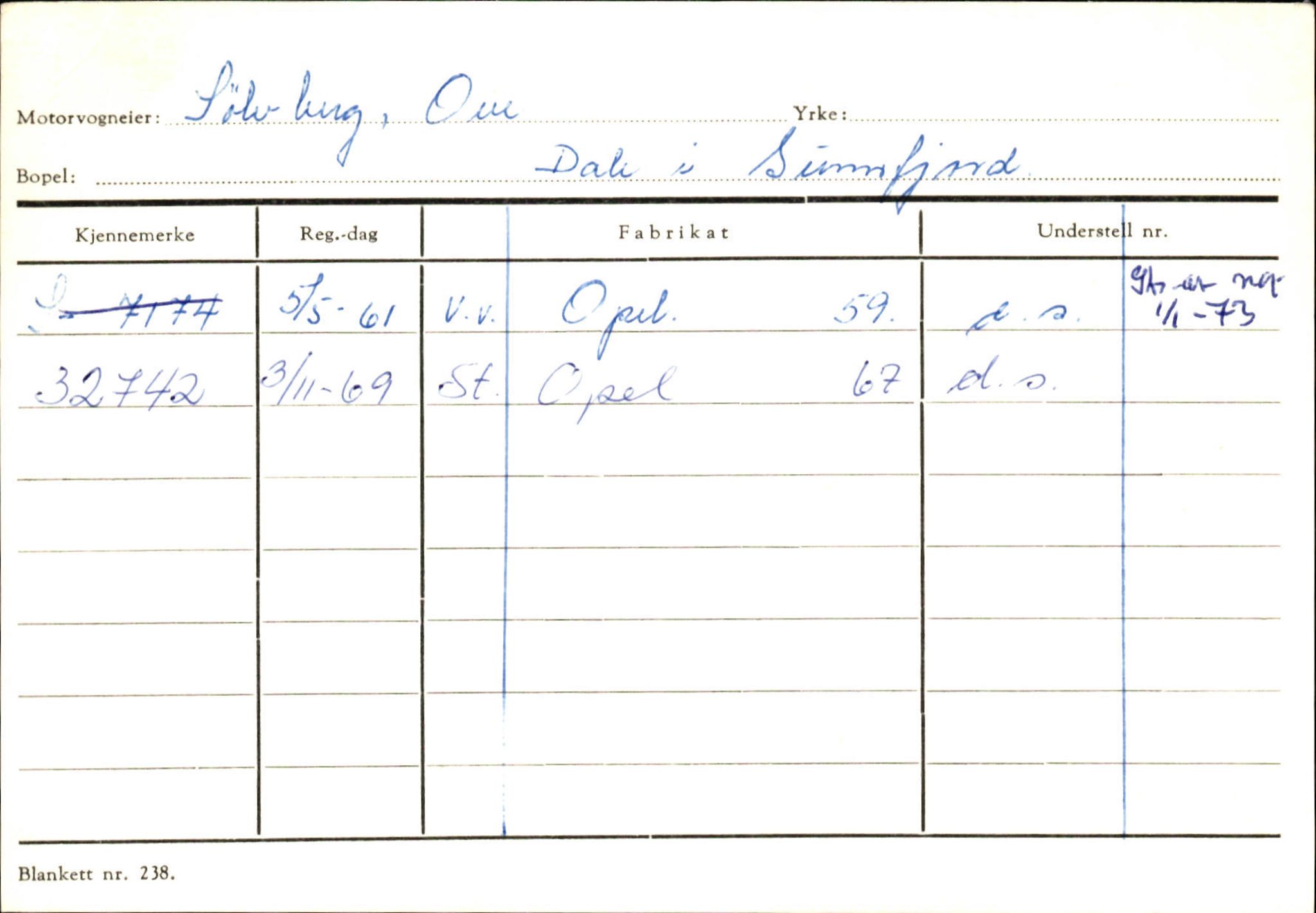 Statens vegvesen, Sogn og Fjordane vegkontor, SAB/A-5301/4/F/L0126: Eigarregister Fjaler M-Å. Leikanger A-Å, 1945-1975, s. 417