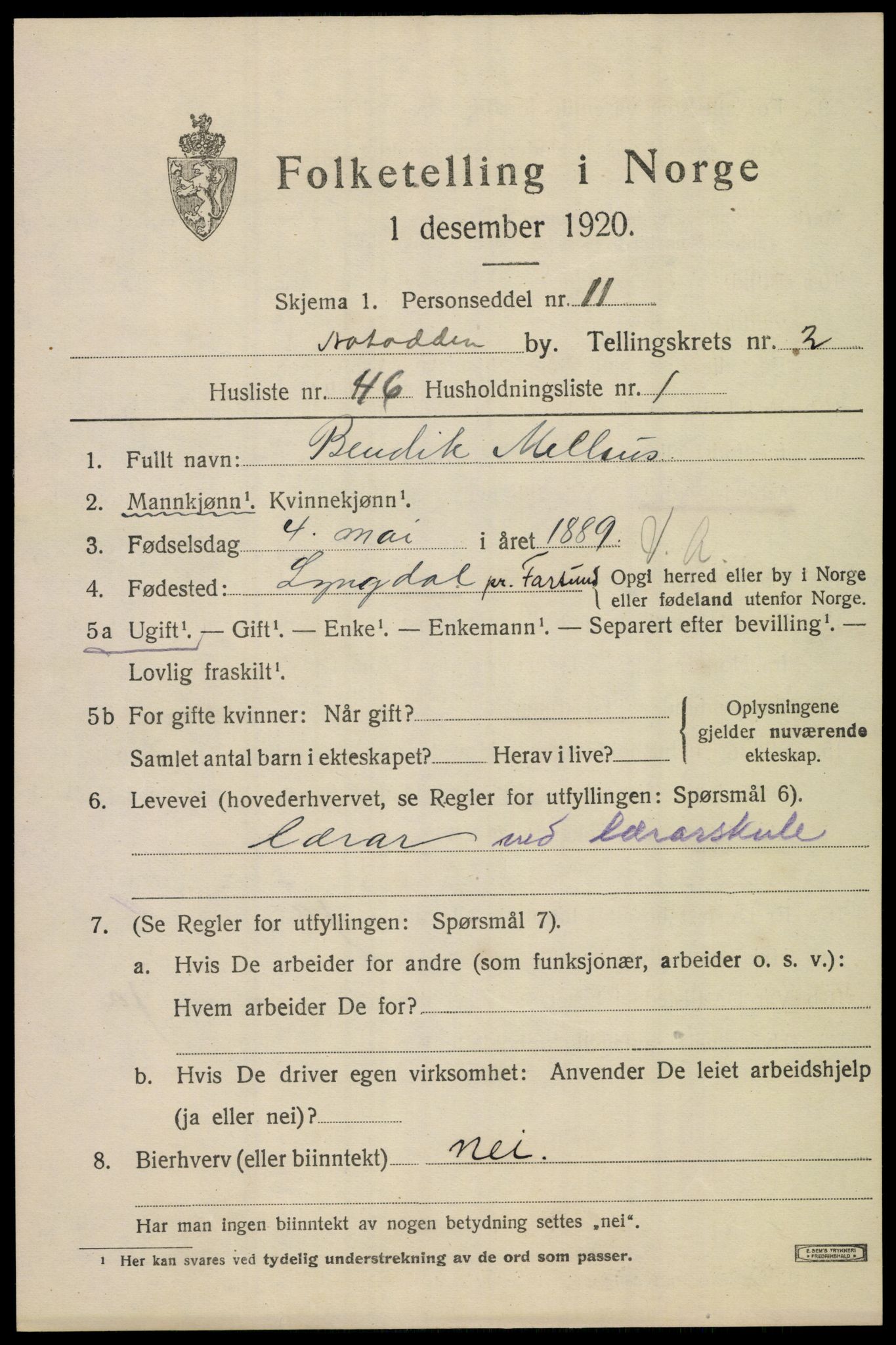 SAKO, Folketelling 1920 for 0807 Notodden kjøpstad, 1920, s. 7248