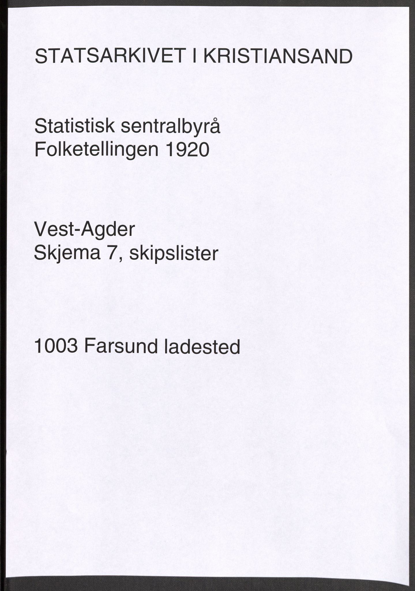 SAK, Folketelling 1920 for 1003 Farsund ladested, 1920, s. 4153