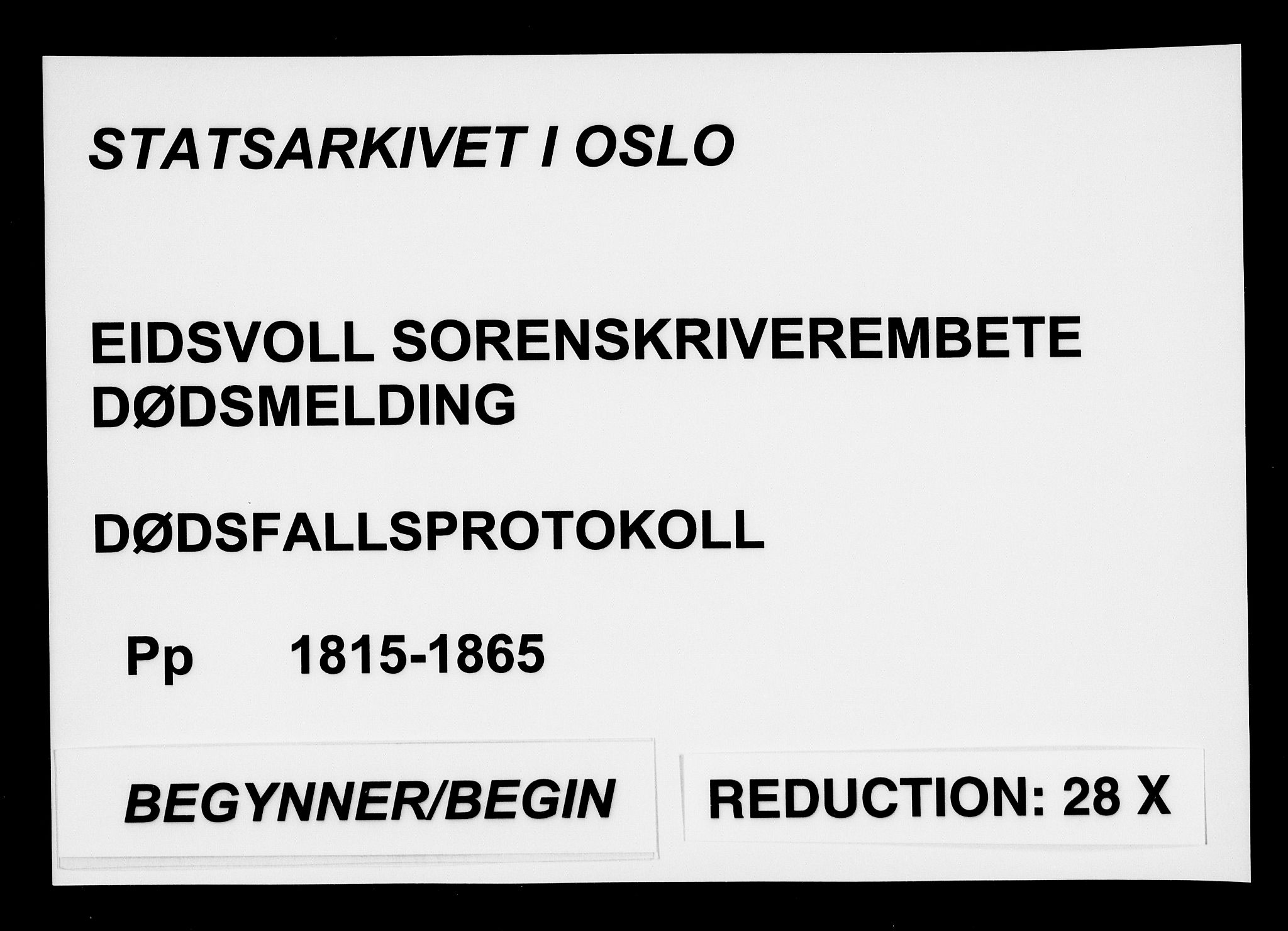 Eidsvoll tingrett, AV/SAO-A-10371/H/Ha/Haa/L0001: Dødsmeldingsprotokoll - Eidsvoll lensmannsdistrikt, 1815-1865