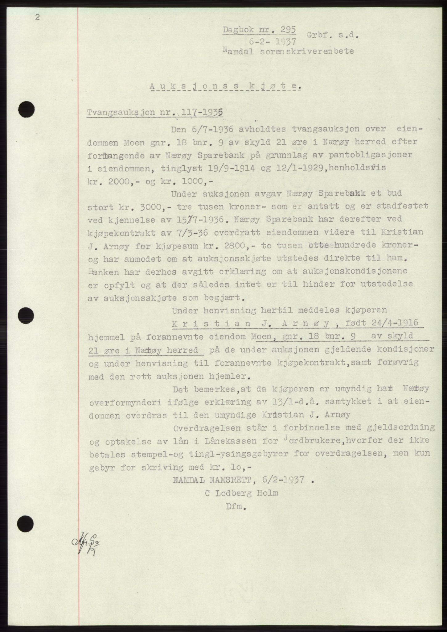 Namdal sorenskriveri, SAT/A-4133/1/2/2C: Pantebok nr. -, 1937-1939, Tingl.dato: 06.02.1937