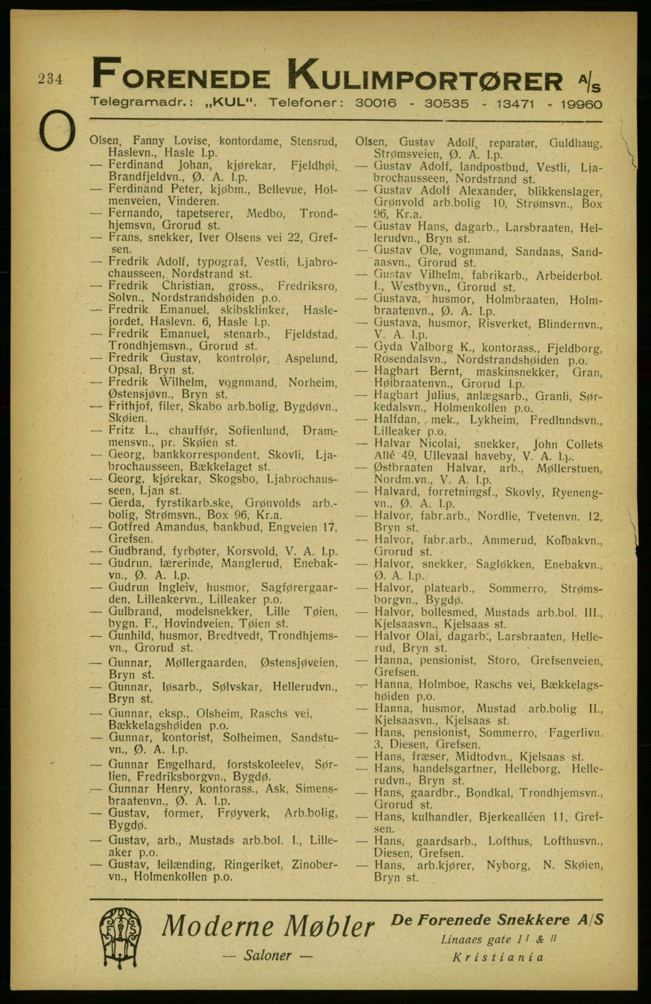 Aker adressebok/adressekalender, PUBL/001/A/002: Akers adressekalender, 1922, s. 234