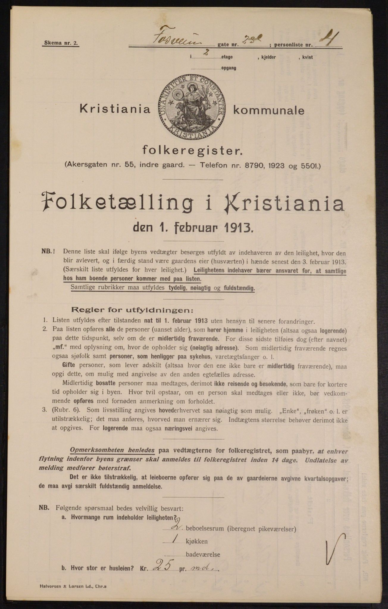 OBA, Kommunal folketelling 1.2.1913 for Kristiania, 1913, s. 25464