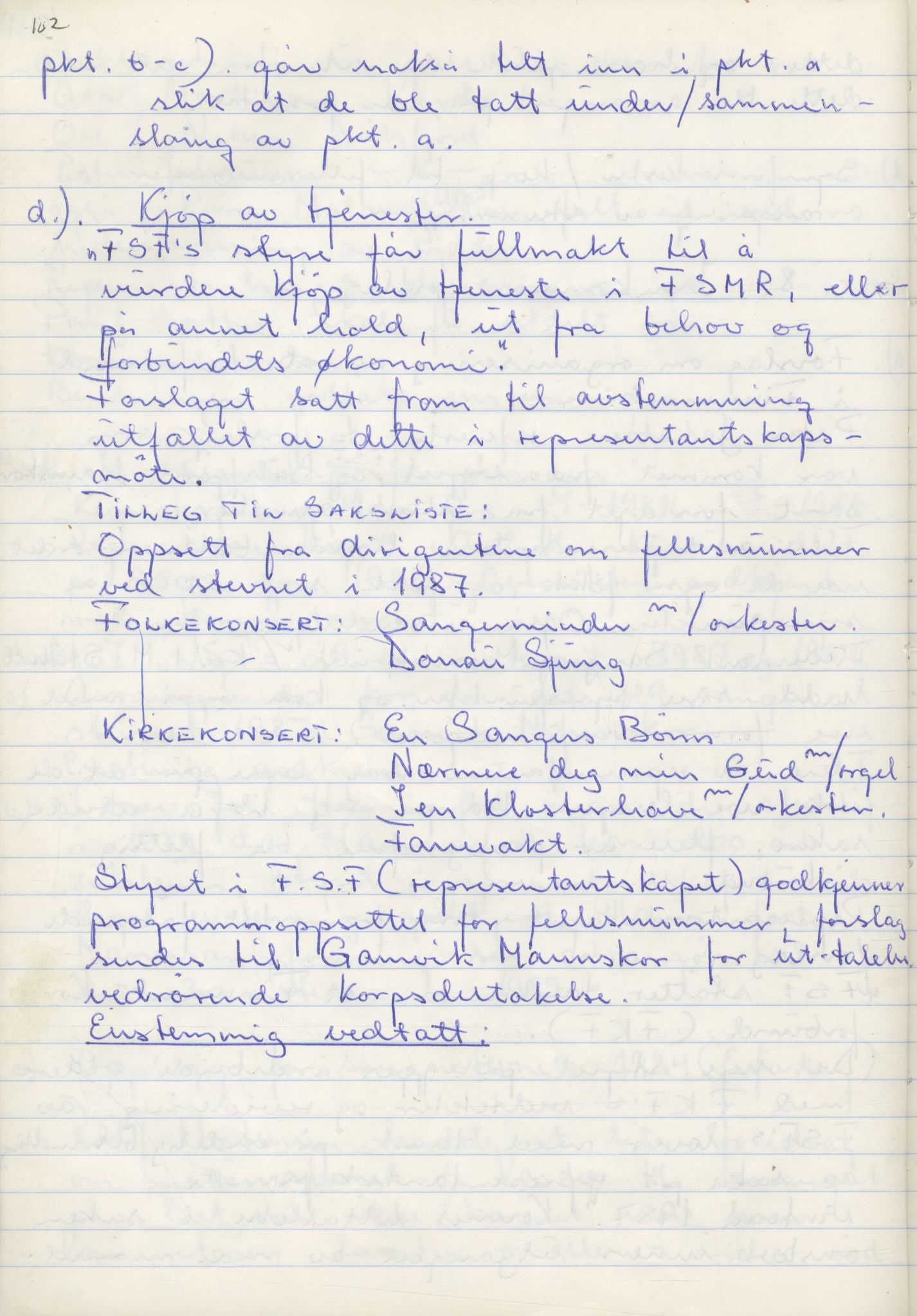 Finnmark Sangerforbund, FMFB/A-1050/A/L0012: Møteprotokoll, 1982-1993