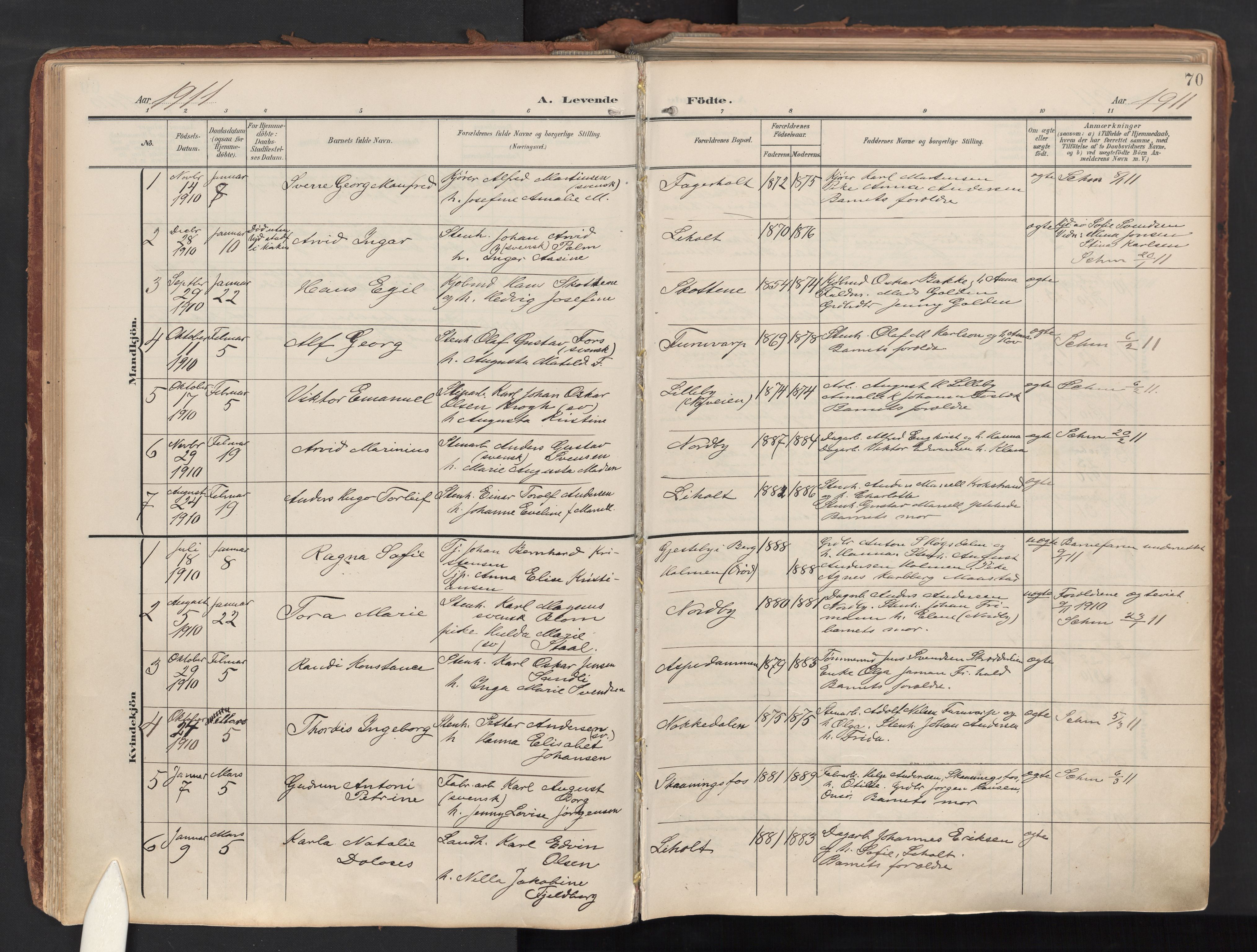 Idd prestekontor Kirkebøker, AV/SAO-A-10911/F/Fc/L0007: Ministerialbok nr. III 7, 1904-1925, s. 70