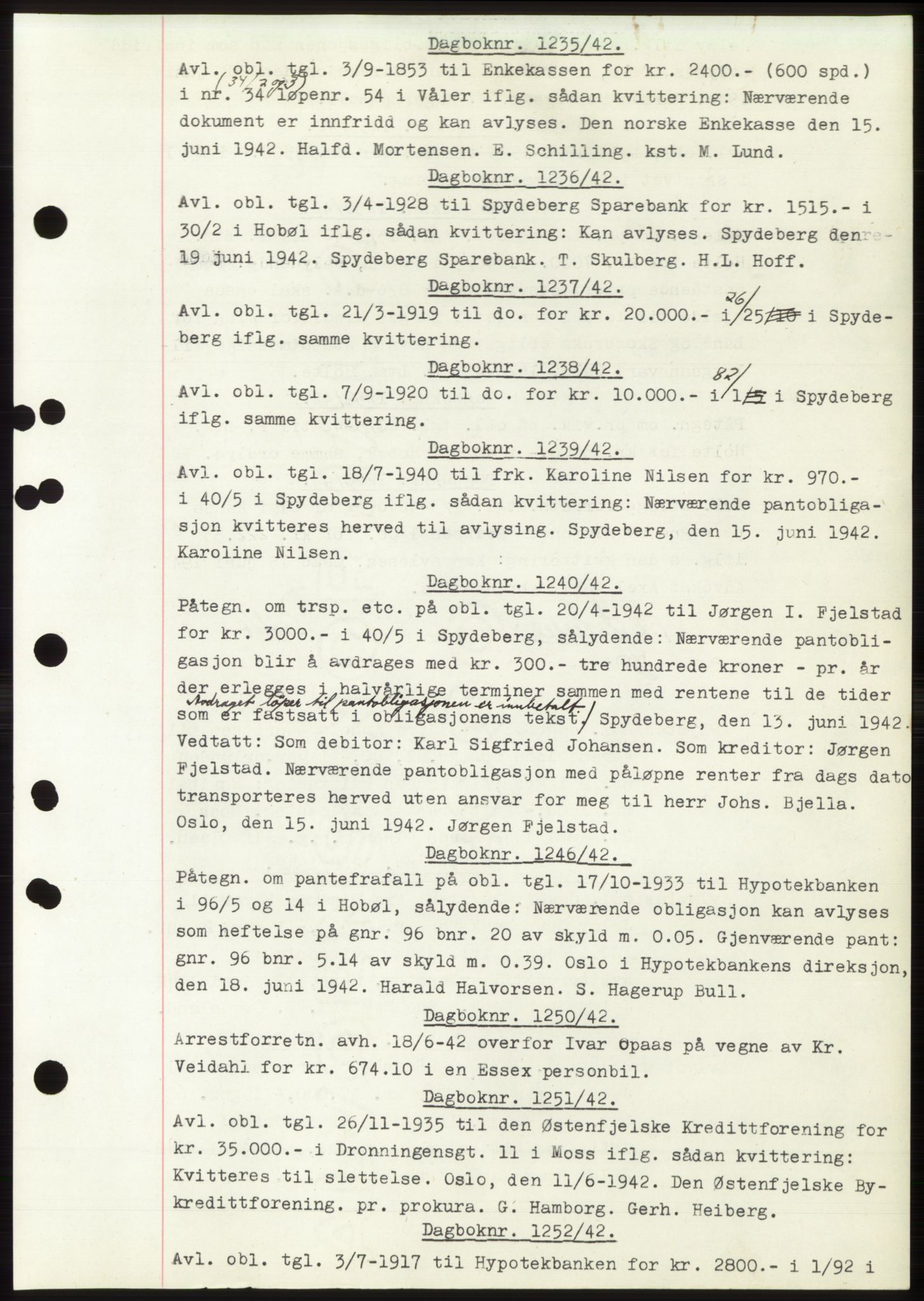 Moss sorenskriveri, SAO/A-10168: Pantebok nr. C10, 1938-1950, Dagboknr: 1235/1942