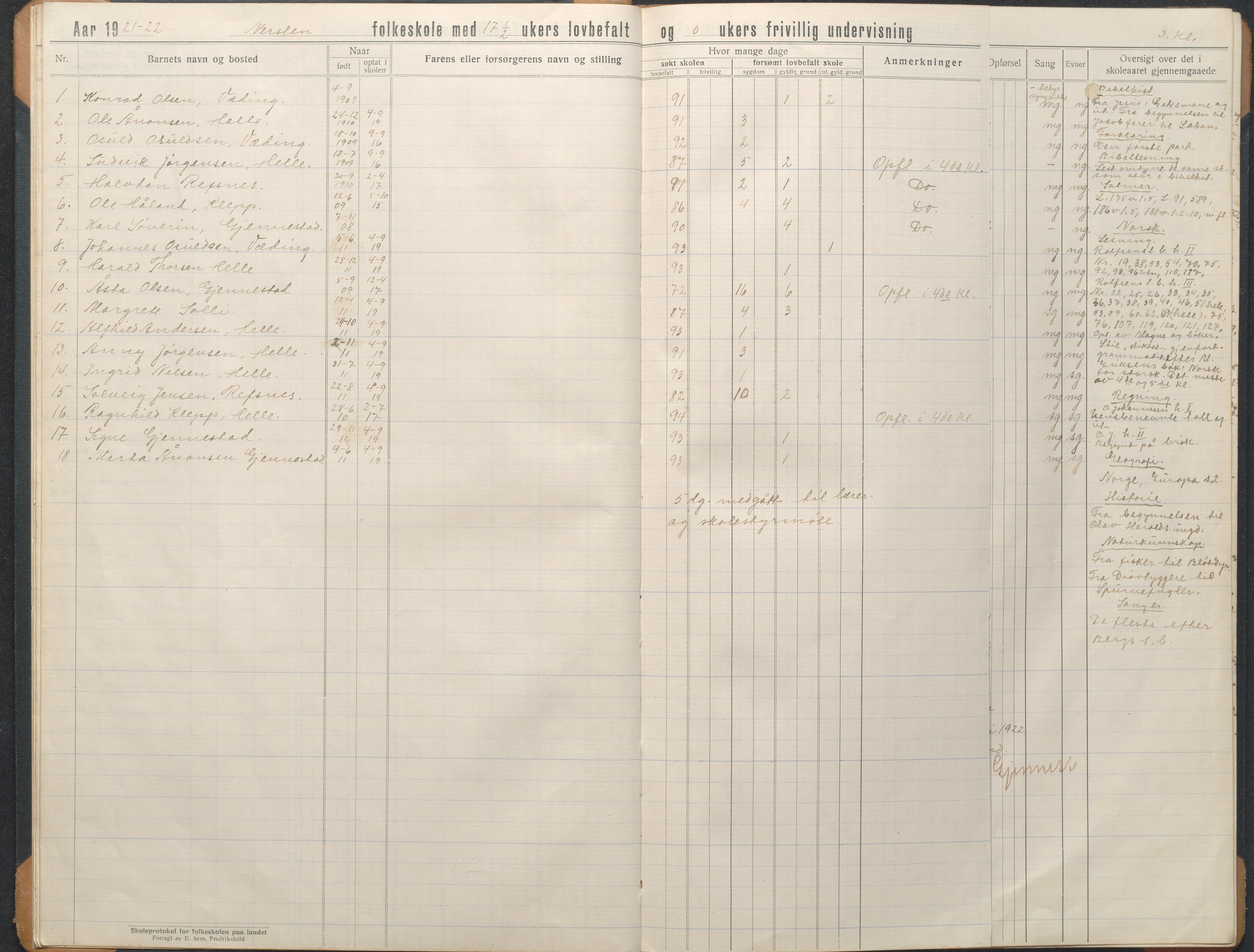 Øyestad kommune frem til 1979, AAKS/KA0920-PK/06/06L/L0004: Skoleprotokoll, 1920-1960