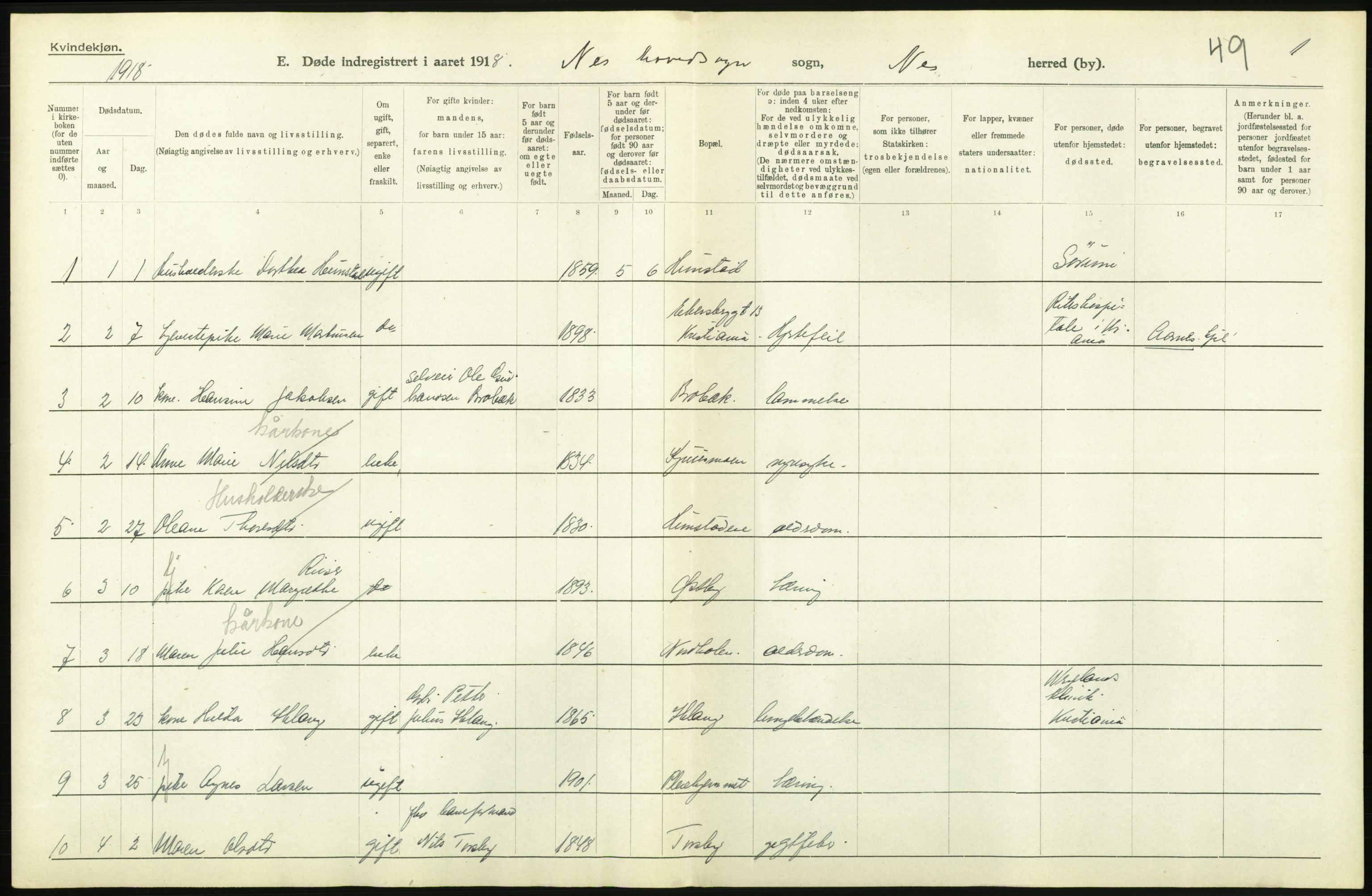 Statistisk sentralbyrå, Sosiodemografiske emner, Befolkning, RA/S-2228/D/Df/Dfb/Dfbh/L0006: Akershus fylke: Døde. Bygder og byer., 1918, s. 616