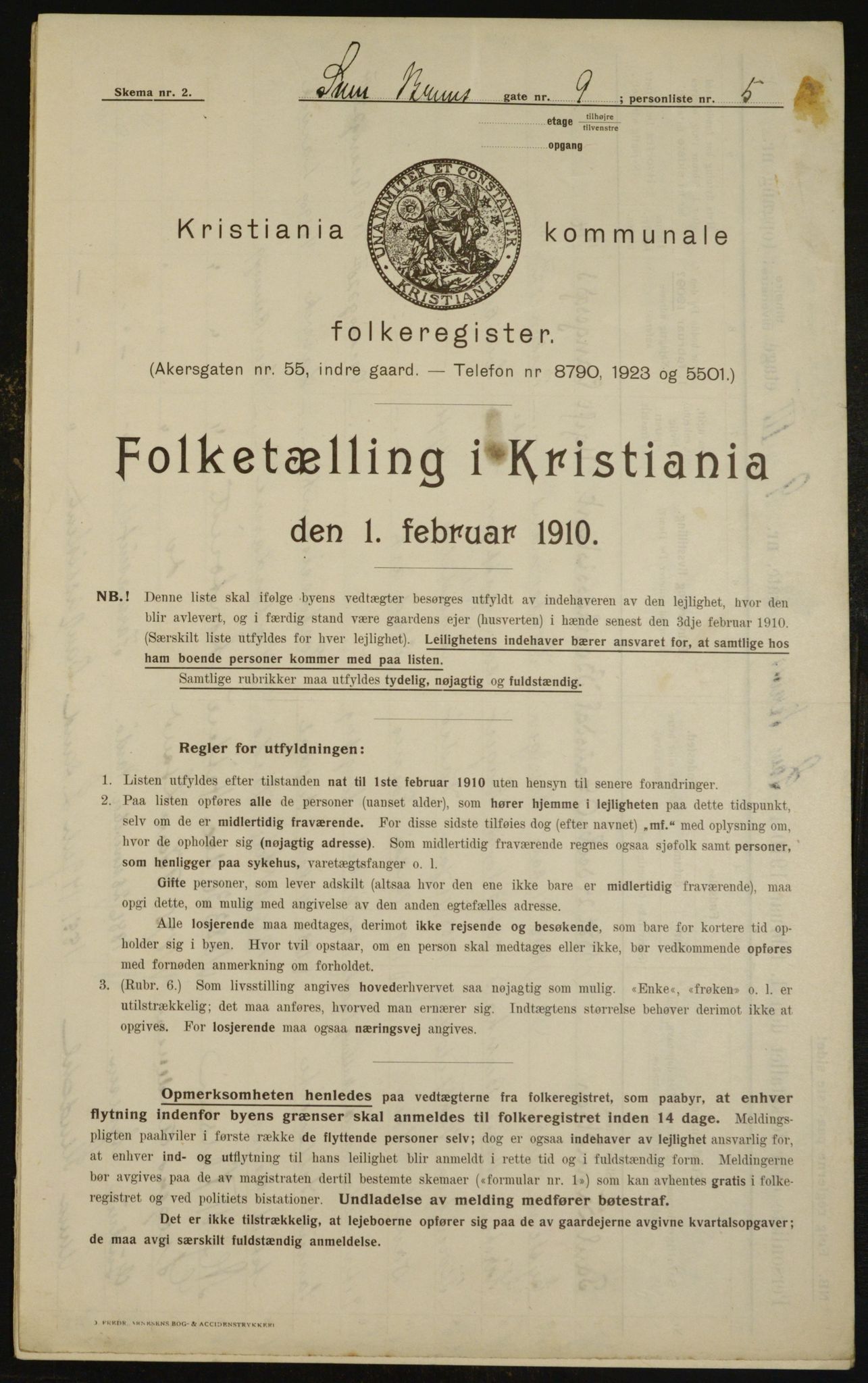 OBA, Kommunal folketelling 1.2.1910 for Kristiania, 1910, s. 99461