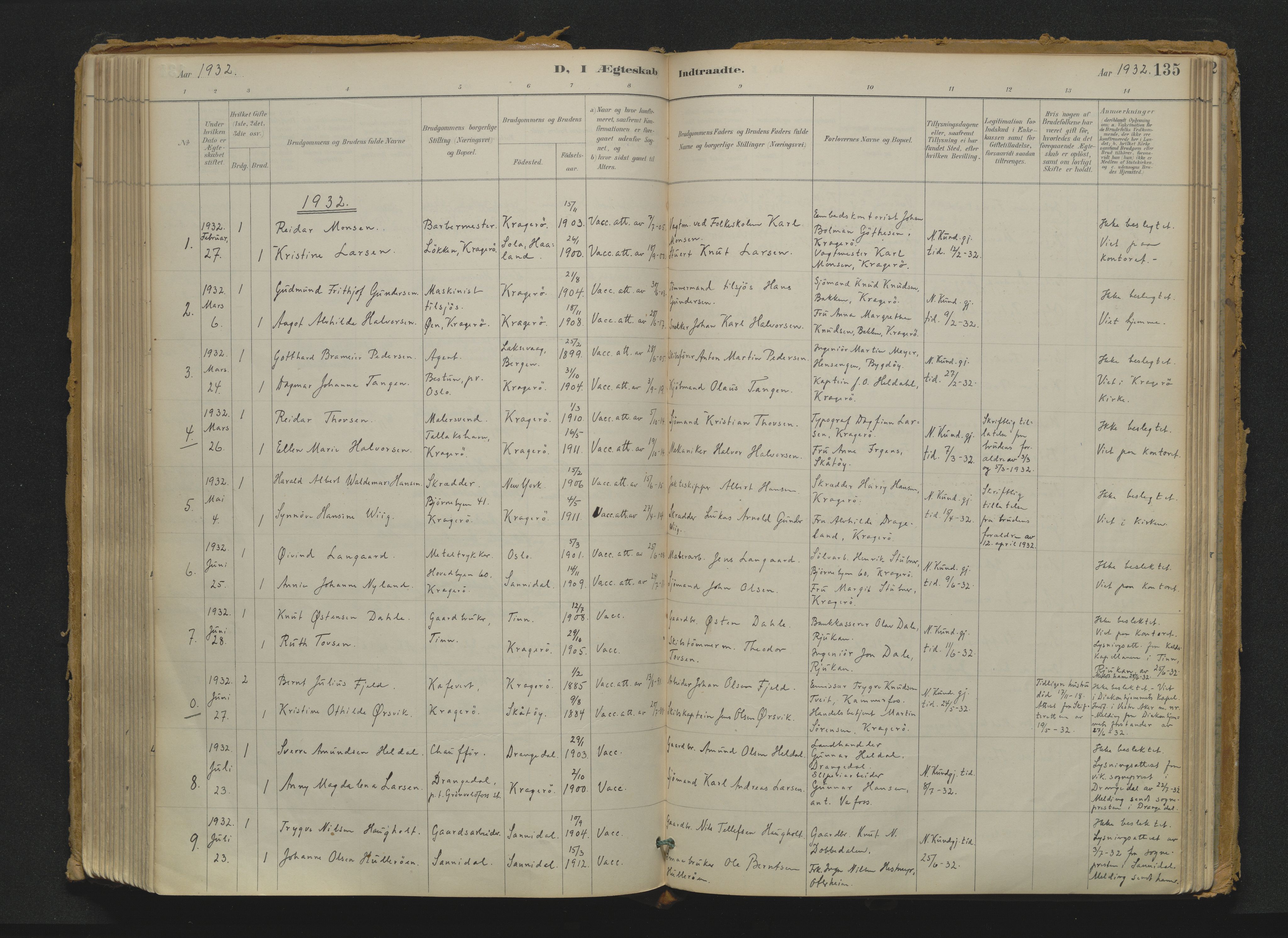 Kragerø kirkebøker, AV/SAKO-A-278/F/Fa/L0016: Ministerialbok nr. 16, 1887-1944, s. 135