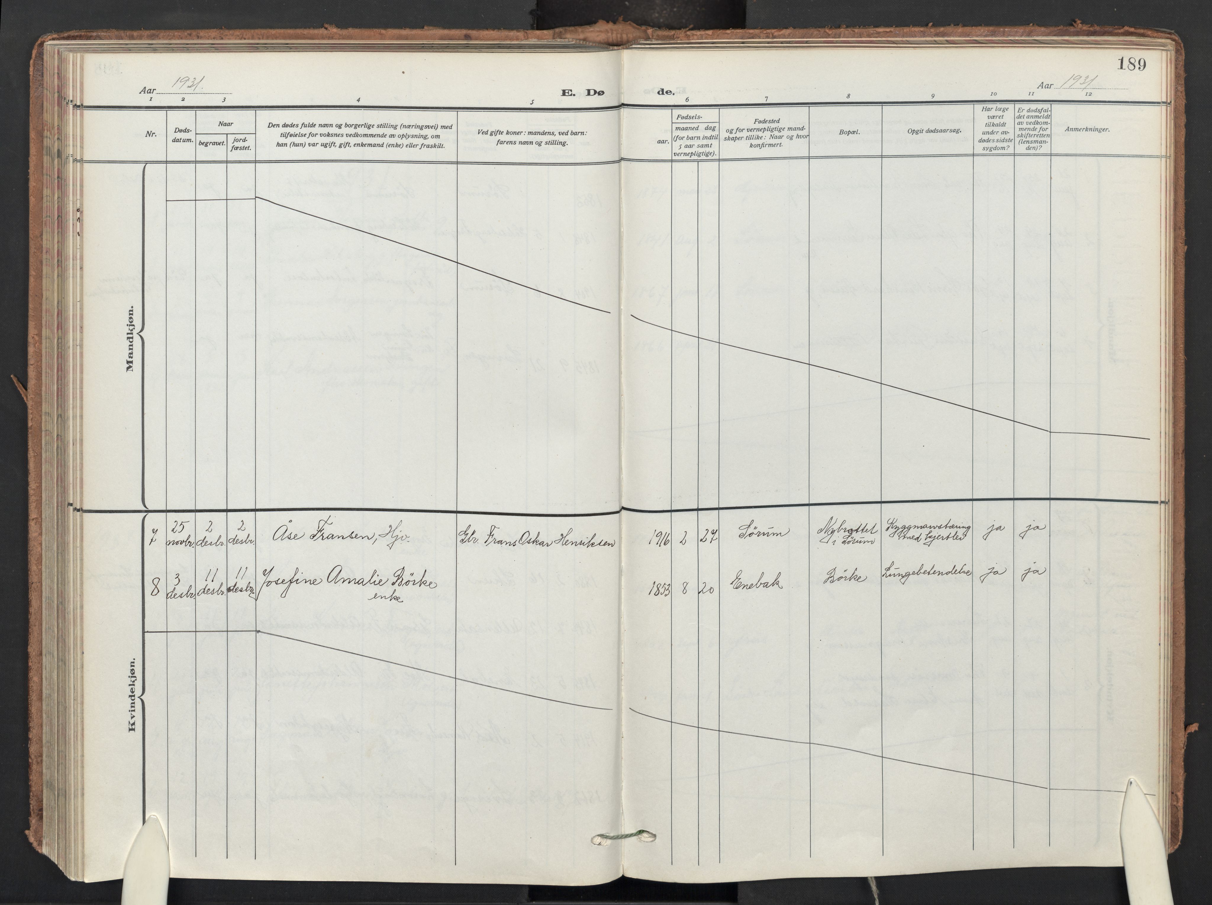 Sørum prestekontor Kirkebøker, AV/SAO-A-10303/F/Fb/L0002: Ministerialbok nr. II 2, 1915-1954, s. 189