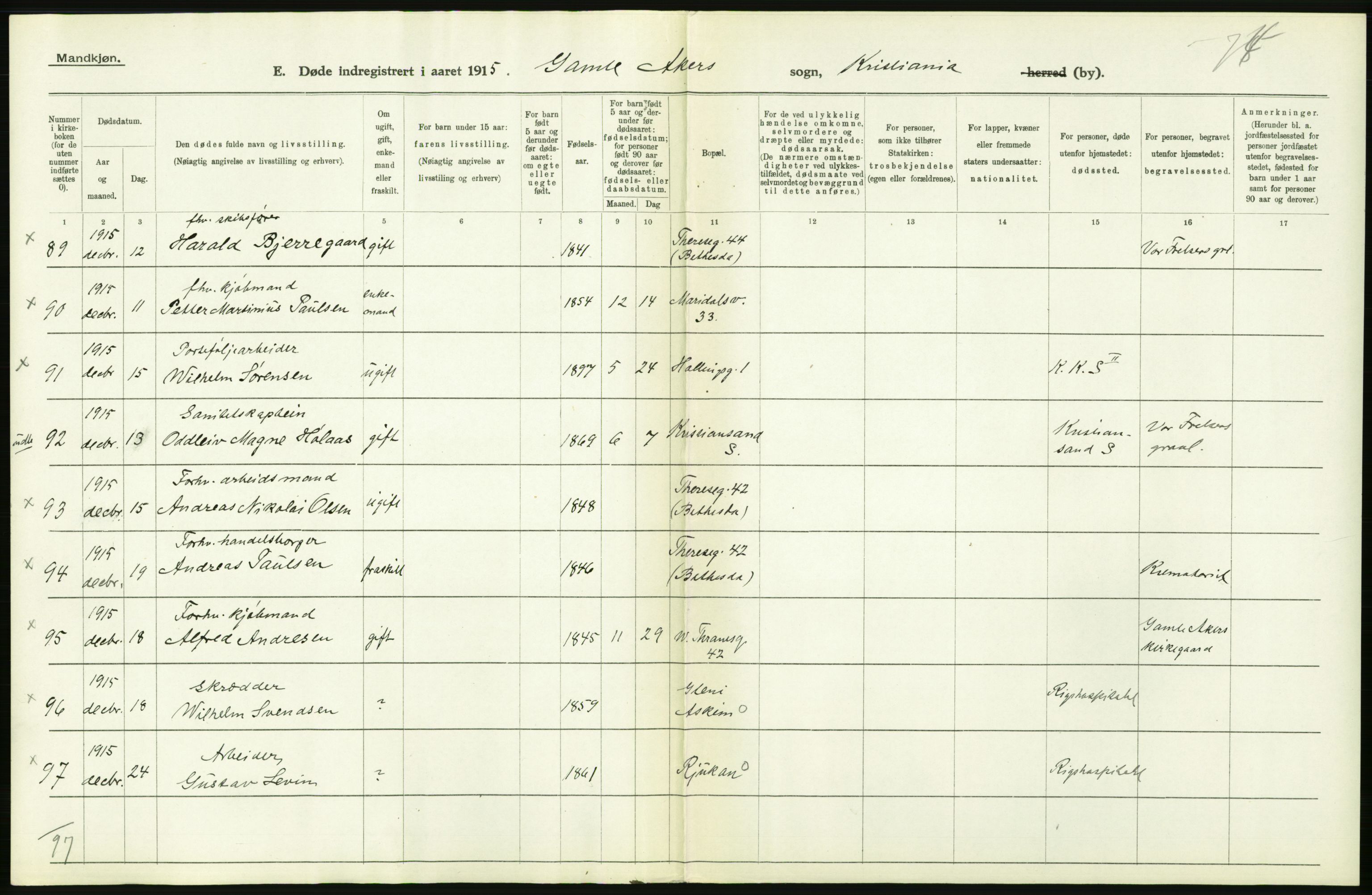 Statistisk sentralbyrå, Sosiodemografiske emner, Befolkning, AV/RA-S-2228/D/Df/Dfb/Dfbe/L0009: Kristiania: Døde., 1915, s. 636