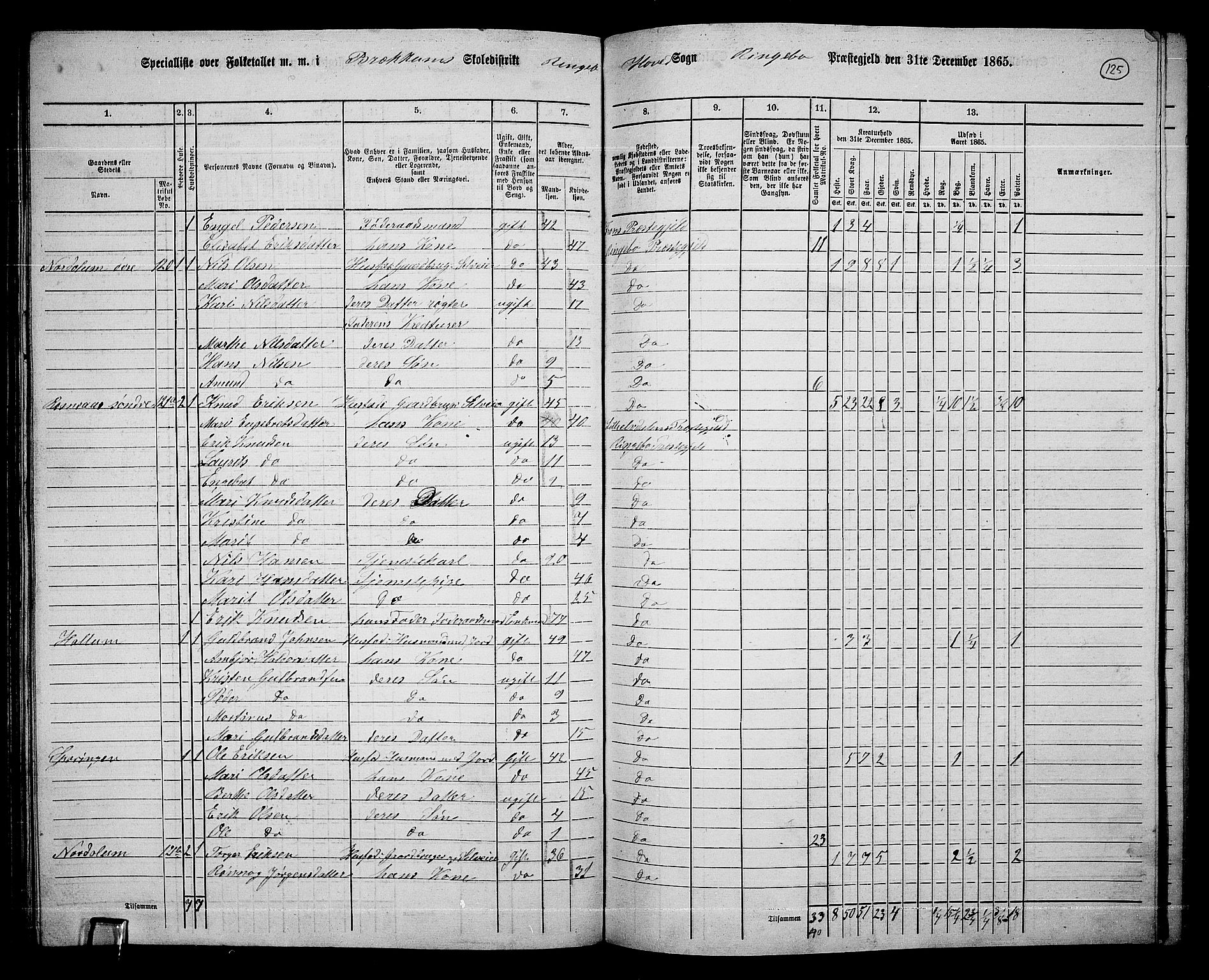 RA, Folketelling 1865 for 0520P Ringebu prestegjeld, 1865, s. 103