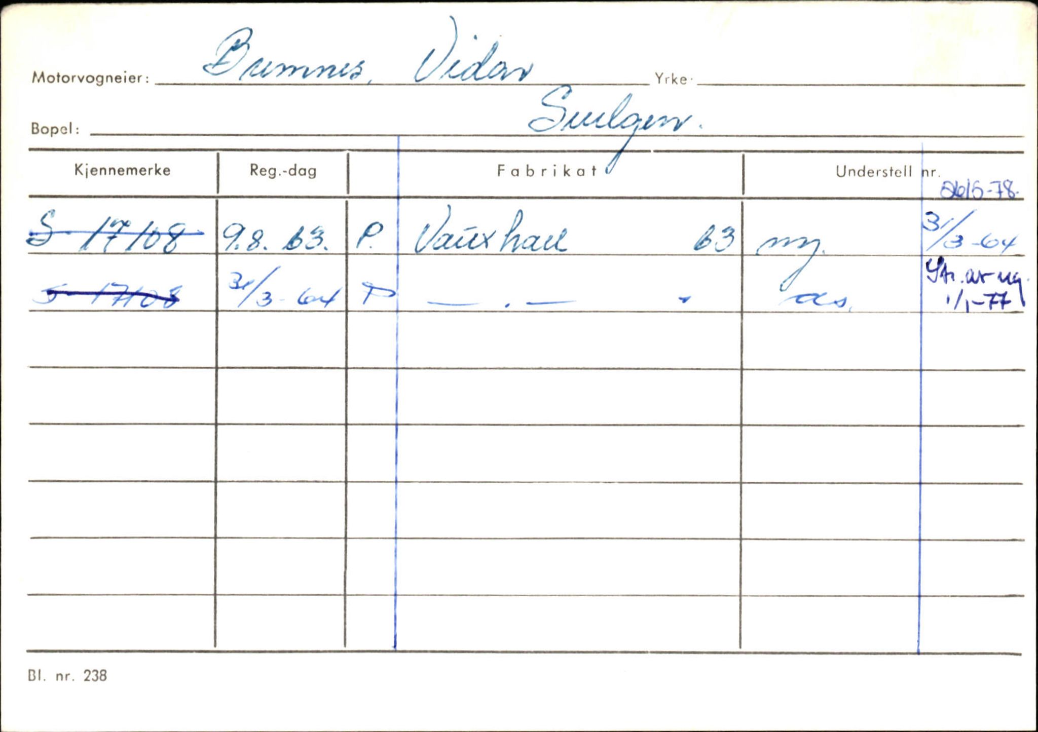 Statens vegvesen, Sogn og Fjordane vegkontor, AV/SAB-A-5301/4/F/L0133: Eigarregister Bremanger A-Å. Gaular A-H, 1945-1975, s. 135