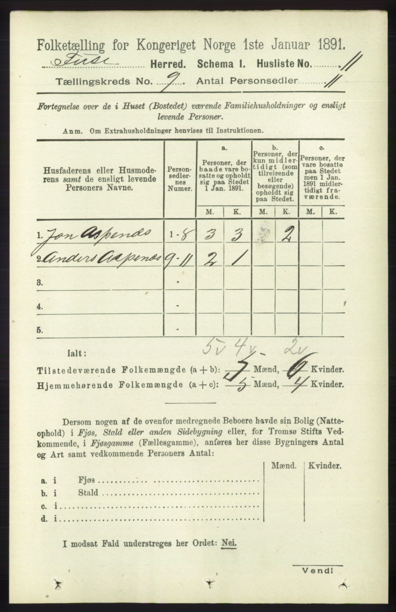 RA, Folketelling 1891 for 1241 Fusa herred, 1891, s. 1671