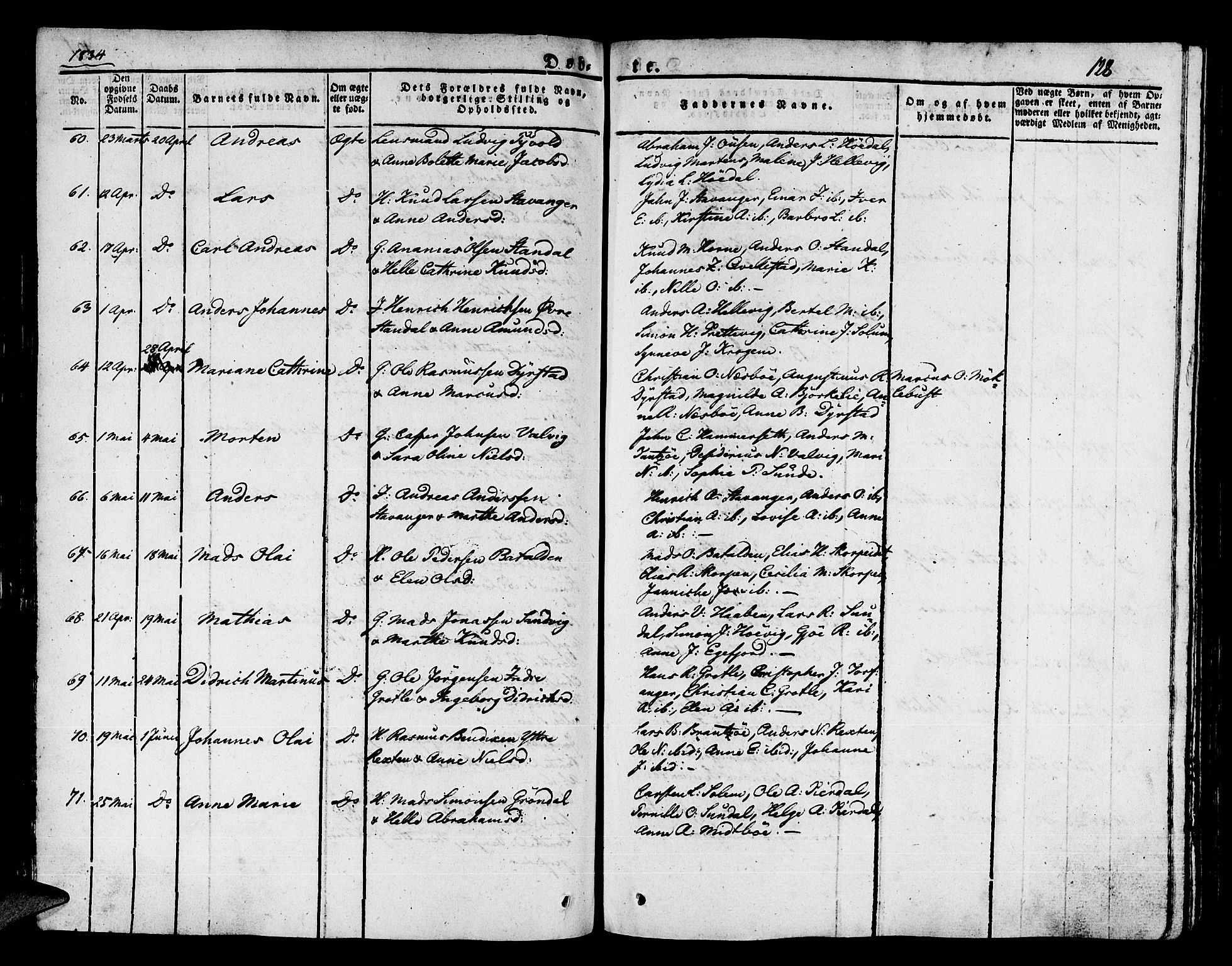 Kinn sokneprestembete, AV/SAB-A-80801/H/Haa/Haaa/L0004/0001: Ministerialbok nr. A 4I, 1822-1840, s. 128