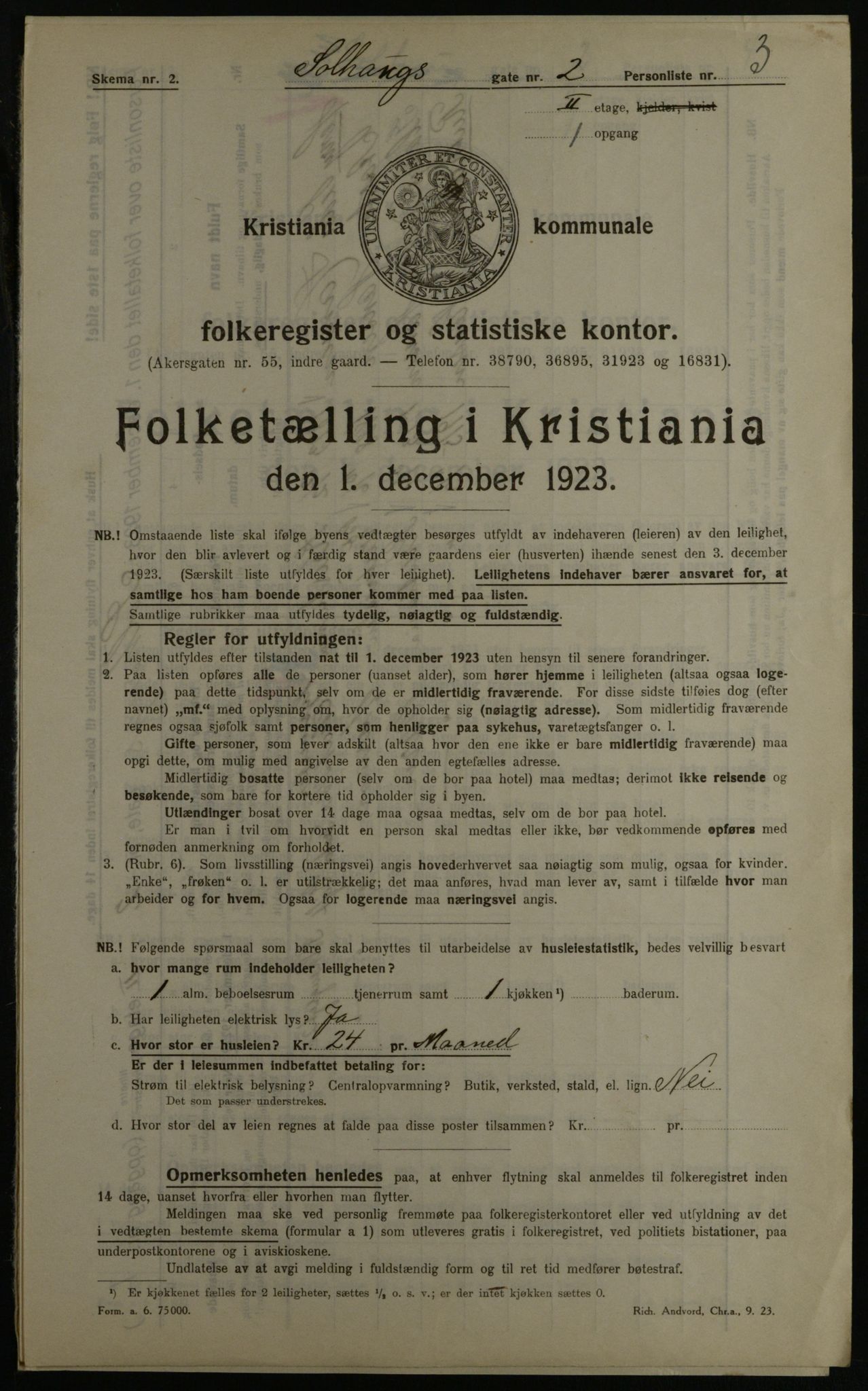 OBA, Kommunal folketelling 1.12.1923 for Kristiania, 1923, s. 109524