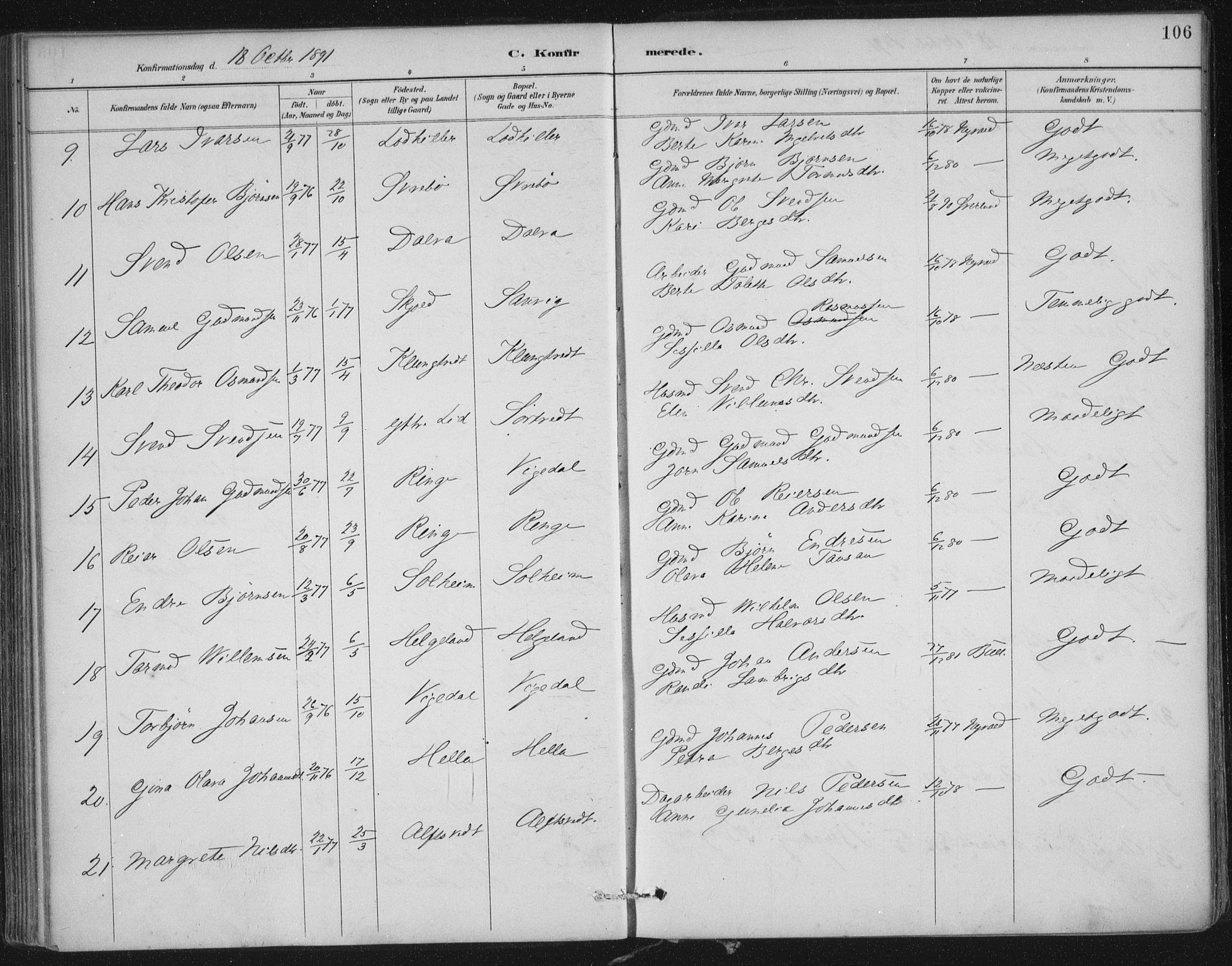 Nedstrand sokneprestkontor, SAST/A-101841/01/IV: Ministerialbok nr. A 12, 1887-1915, s. 106