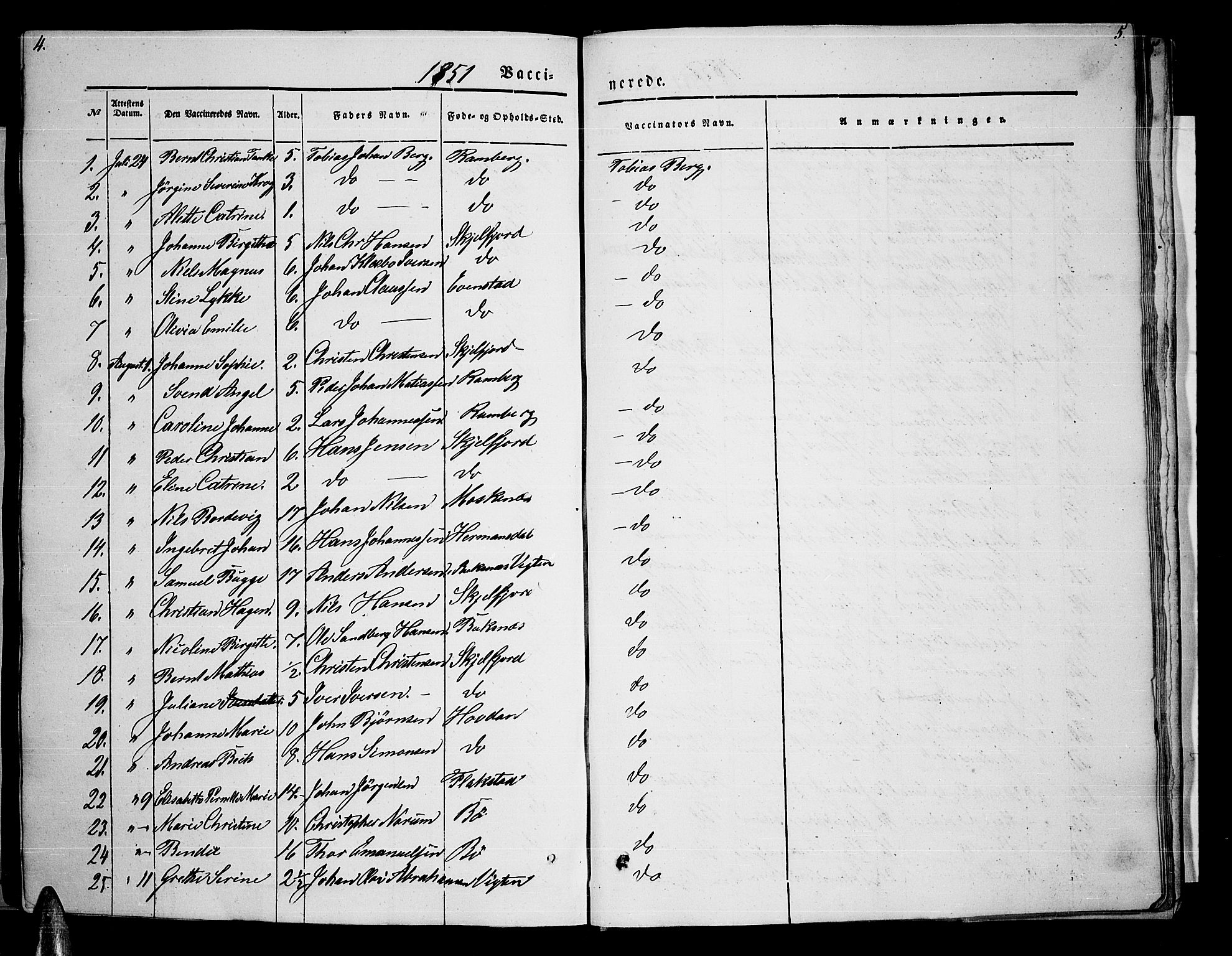 Ministerialprotokoller, klokkerbøker og fødselsregistre - Nordland, AV/SAT-A-1459/885/L1212: Klokkerbok nr. 885C01, 1847-1873, s. 4-5