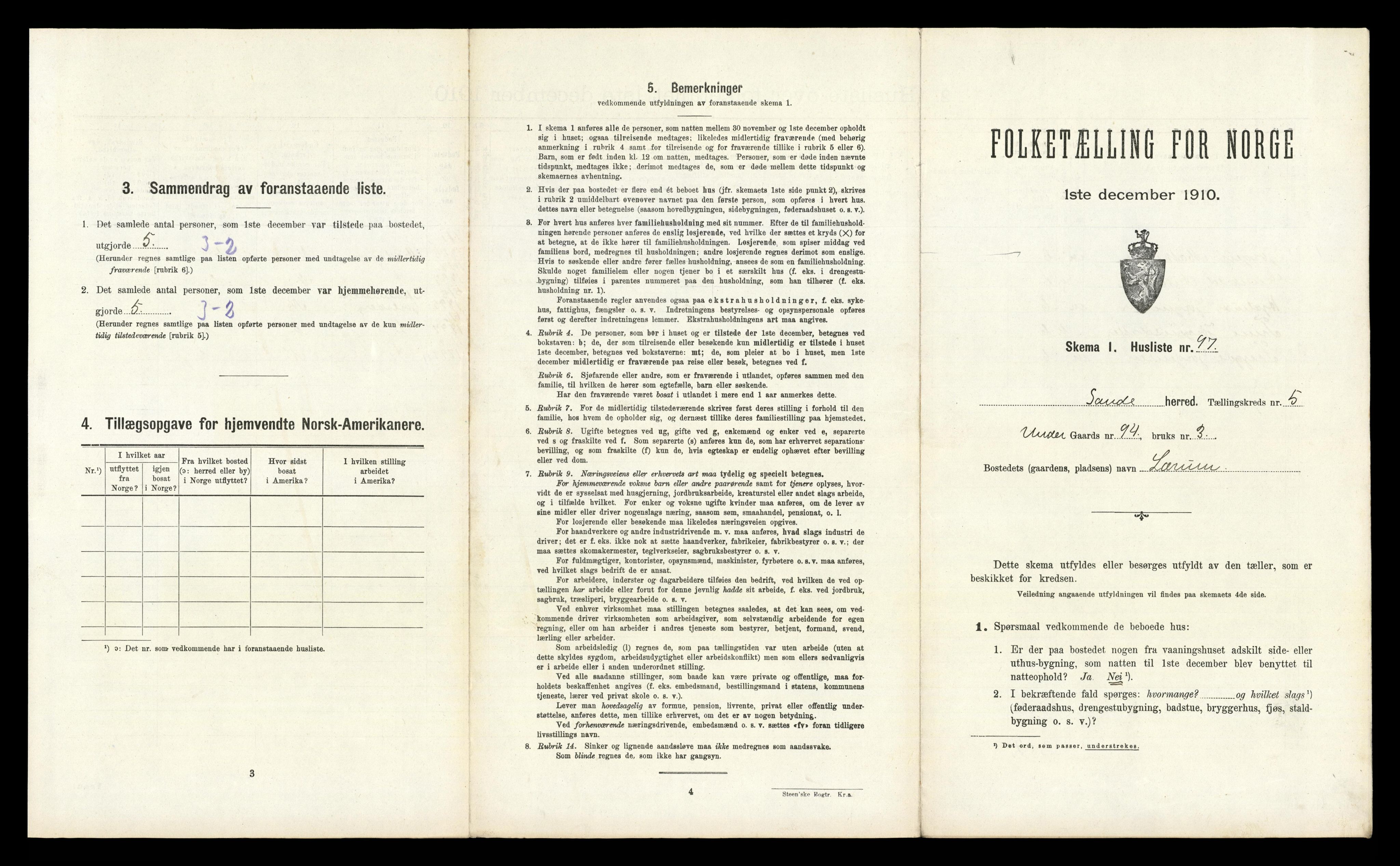 RA, Folketelling 1910 for 0713 Sande herred, 1910, s. 917