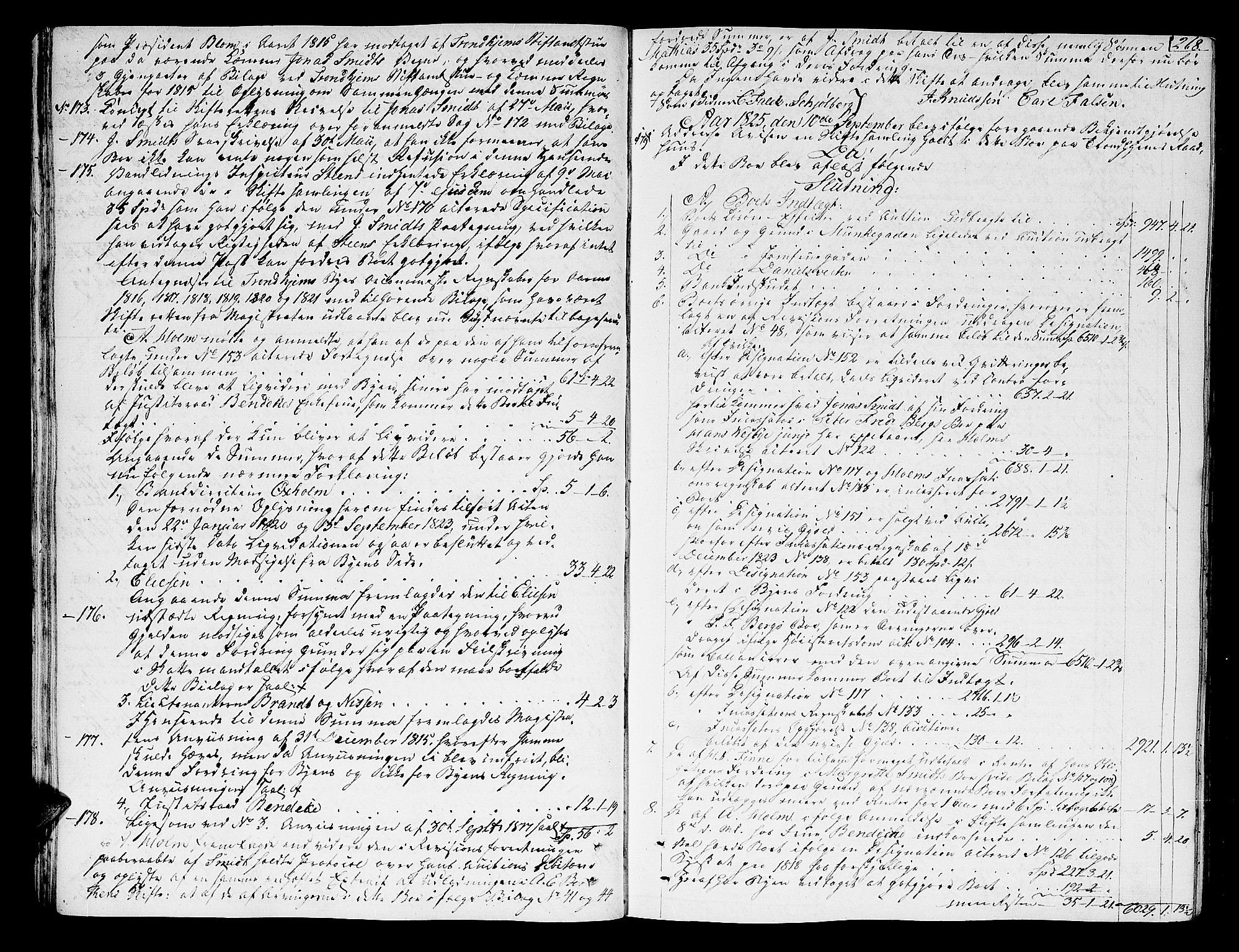 Trondheim byfogd, AV/SAT-A-0003/1/3/3A/L0027: Skifteprotokoll - gml.nr.22. (m/ register) U, 1825-1829, s. 267b-268a