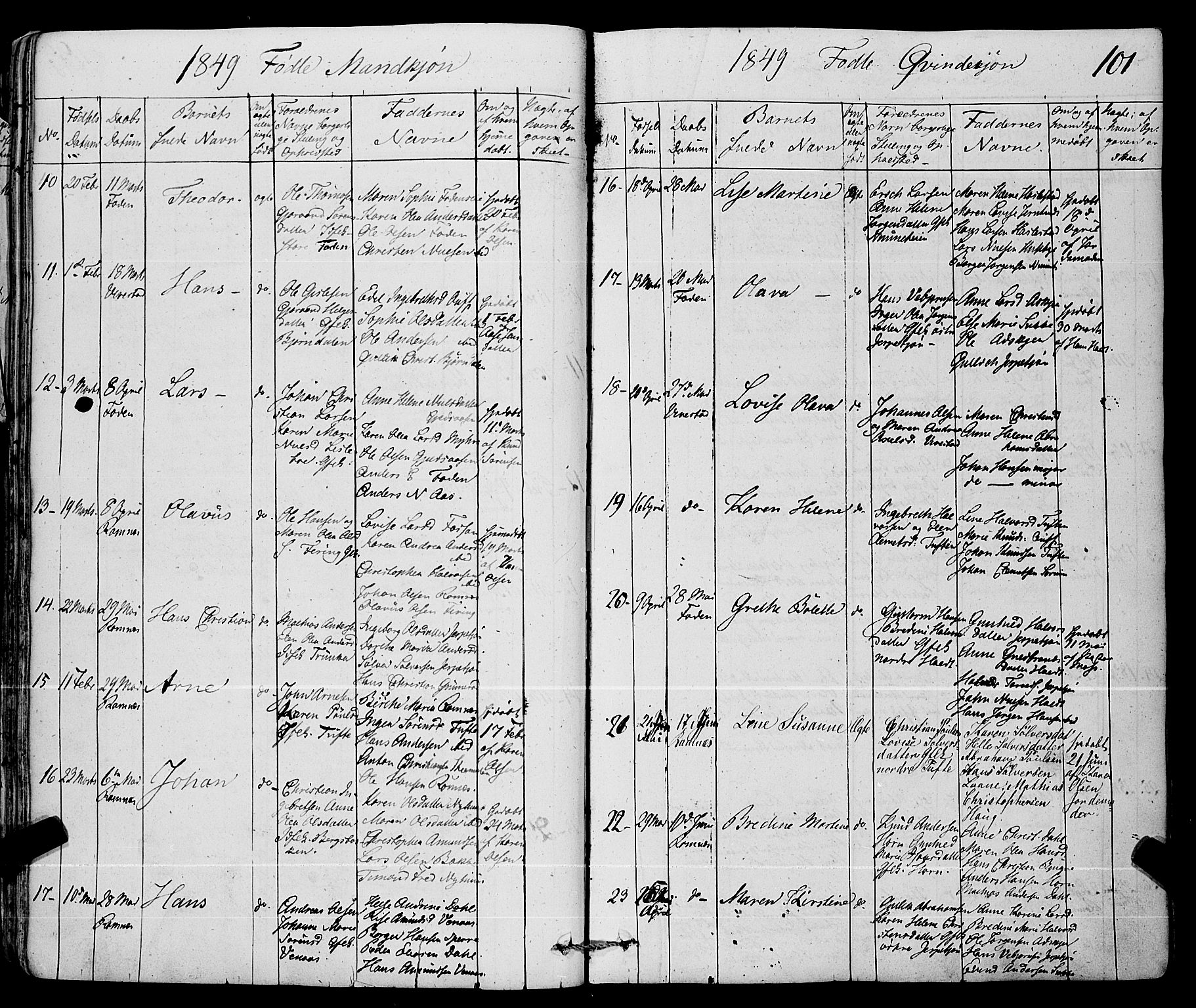 Ramnes kirkebøker, SAKO/A-314/F/Fa/L0005: Ministerialbok nr. I 5, 1841-1861, s. 100-101